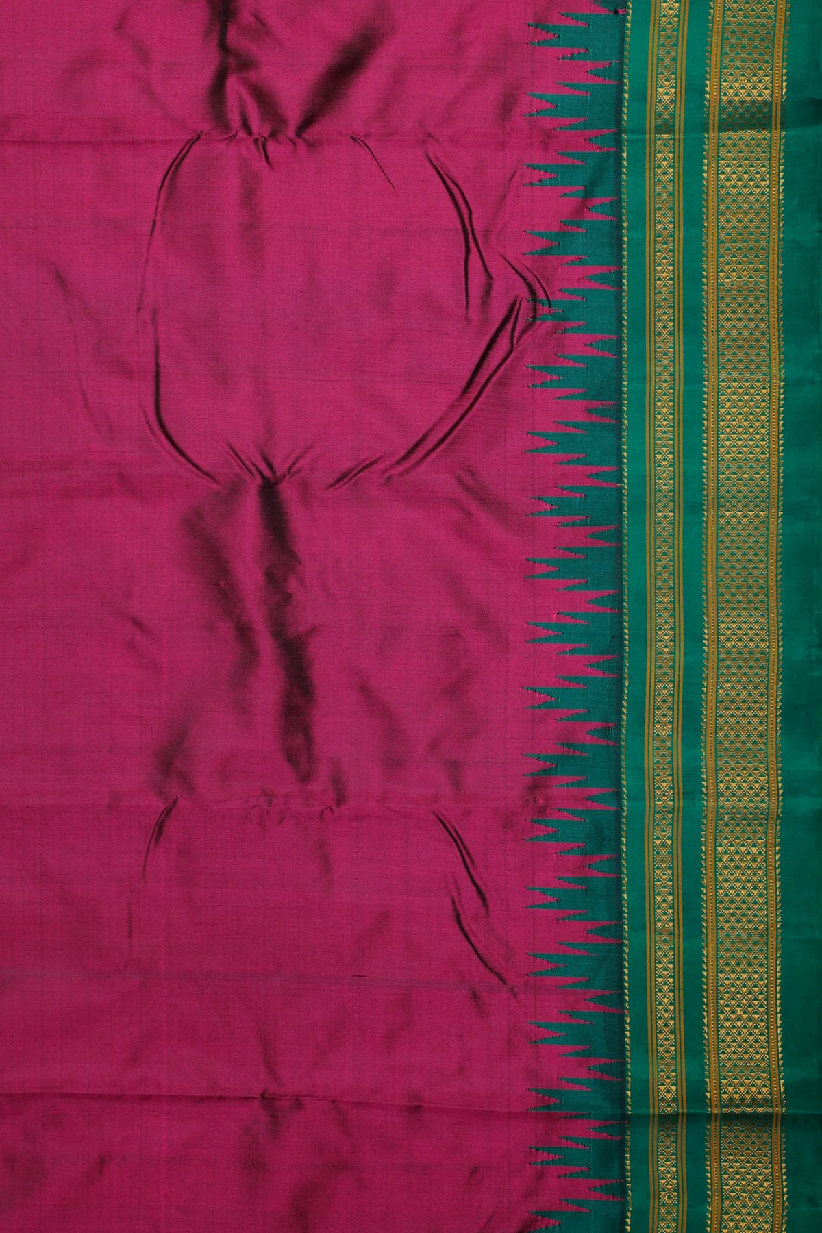 Purple Handloom Pure Silk Ilkal Saree with Green Contrast