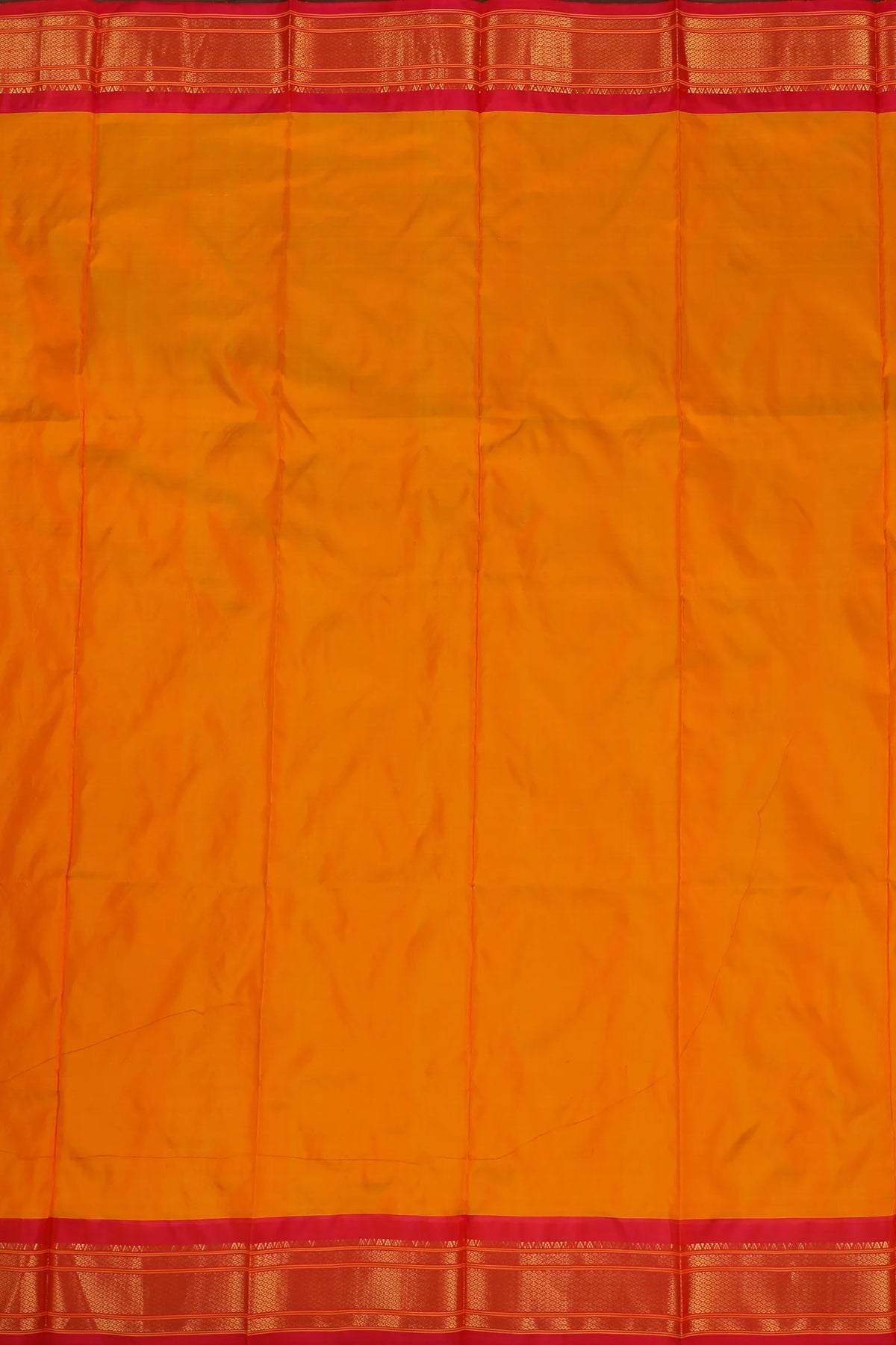 Mango Yellow Handloom Pure Silk Gadwal Saree - Kalanjali Paithani