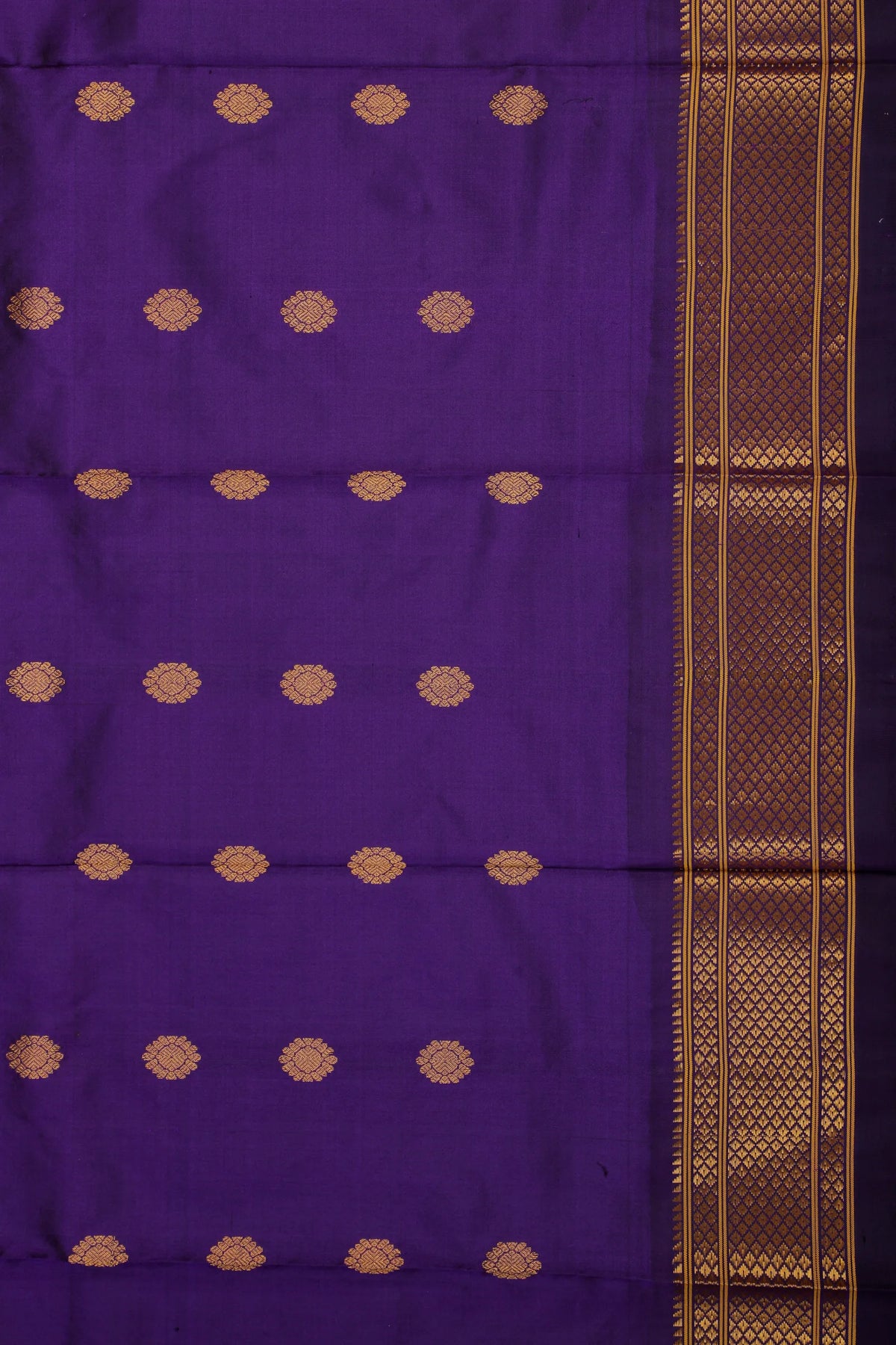 Dark Purple Handloom Pure Silk Gadwal Saree - Kalanjali Paithani