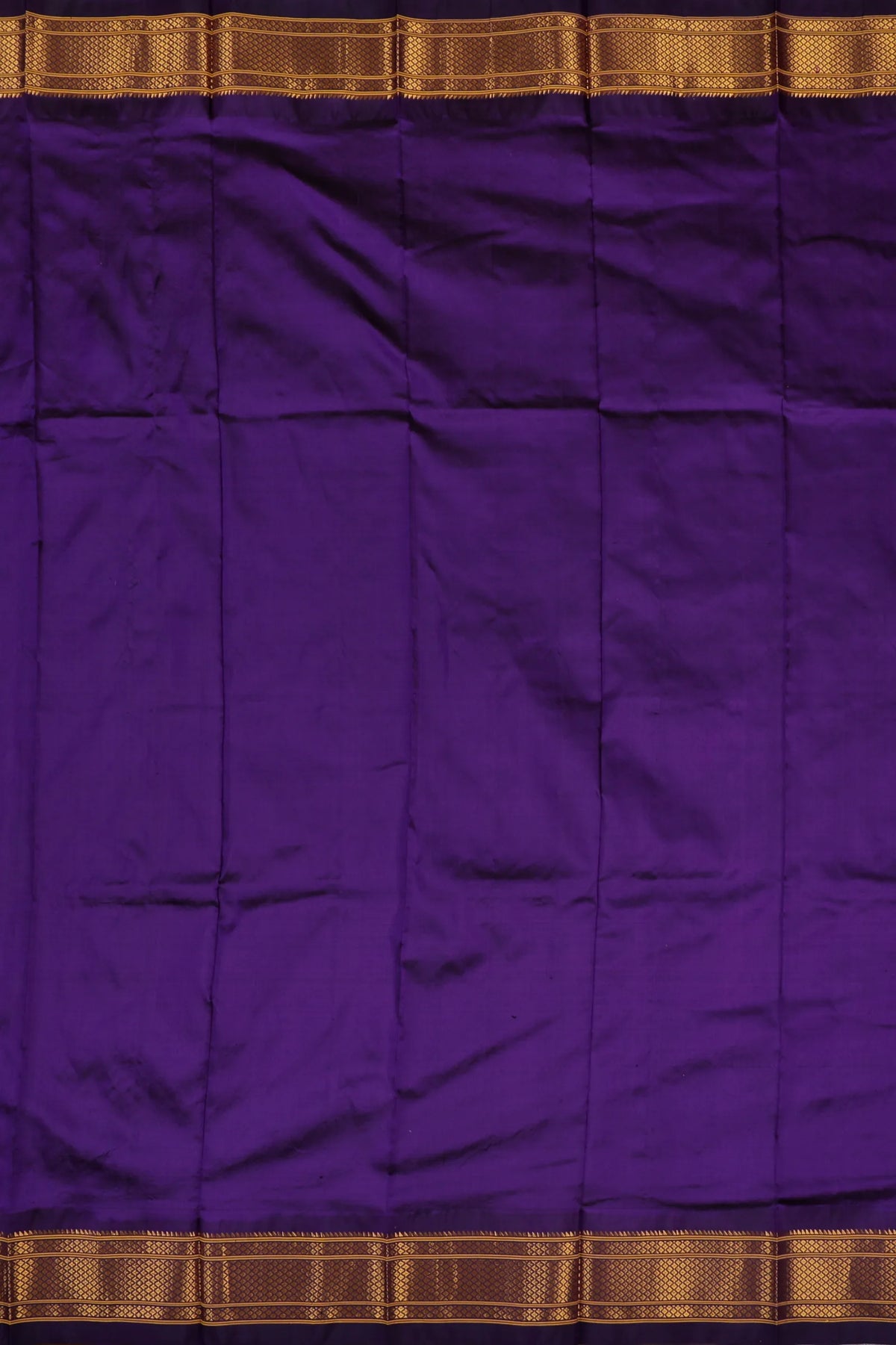 Dark Purple Handloom Pure Silk Gadwal Saree - Kalanjali Paithani