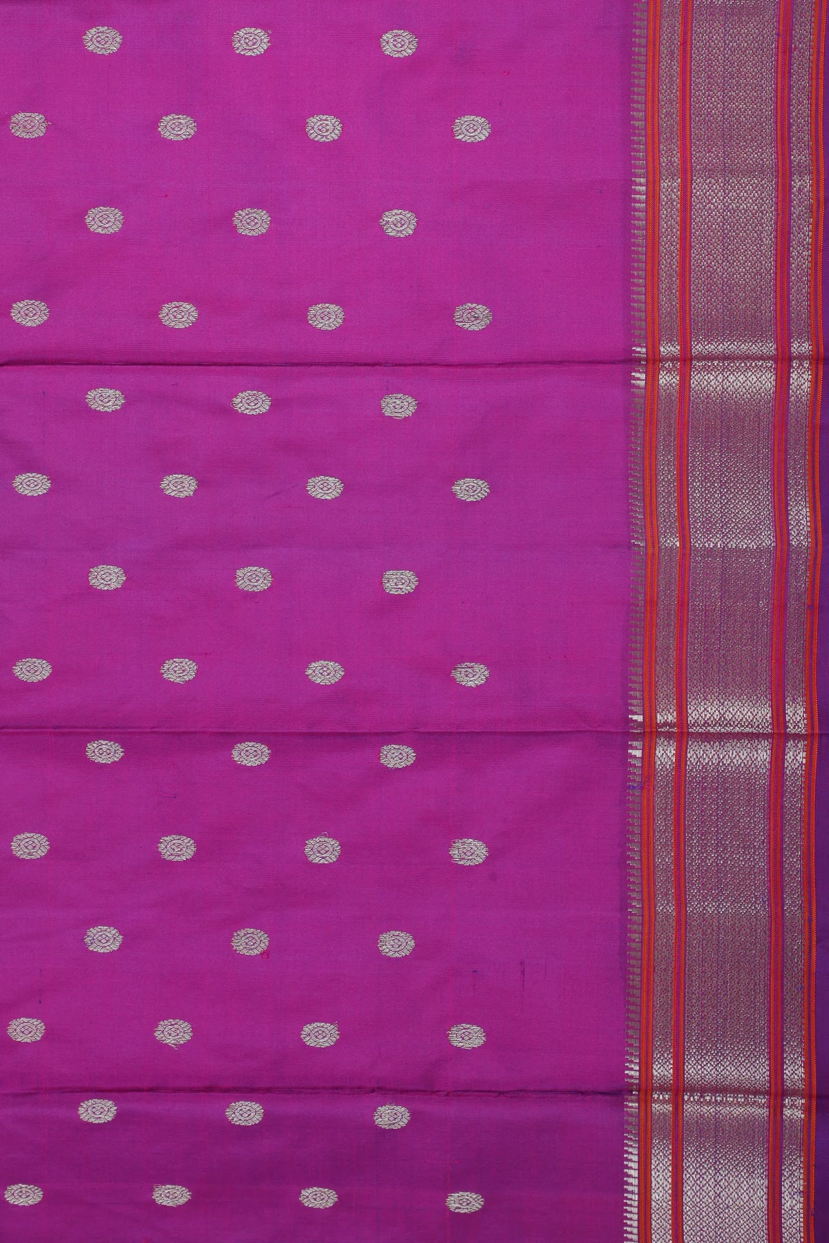 Purple Handloom Pure Silk Gadwal Saree - Kalanjali Paithani