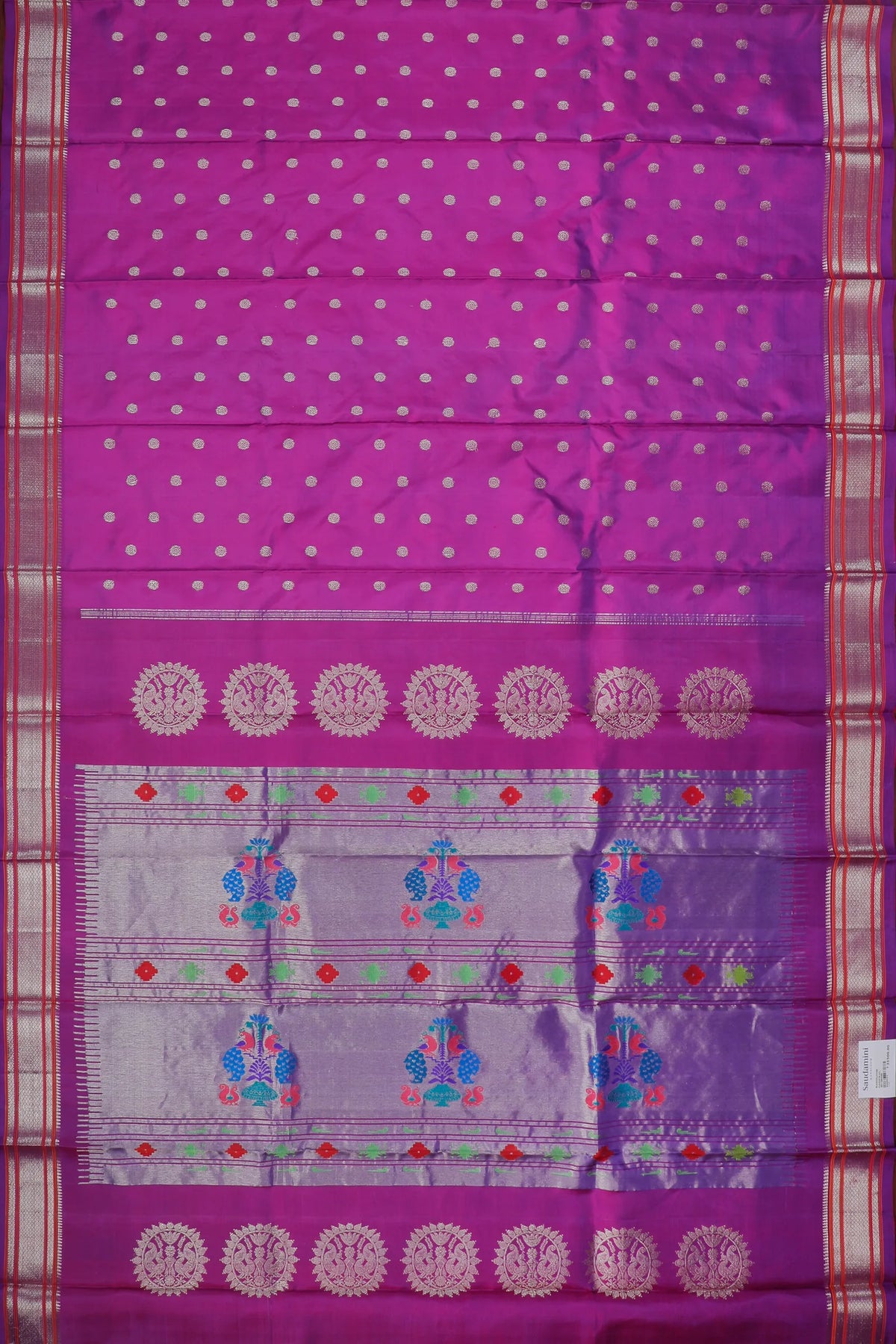 Purple Handloom Pure Silk Gadwal Saree - Kalanjali Paithani