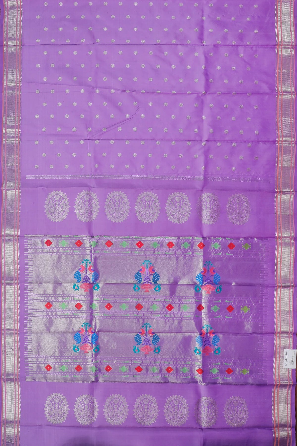 Lavender Handloom Pure Silk Gadwal Saree - Kalanjali Paithani