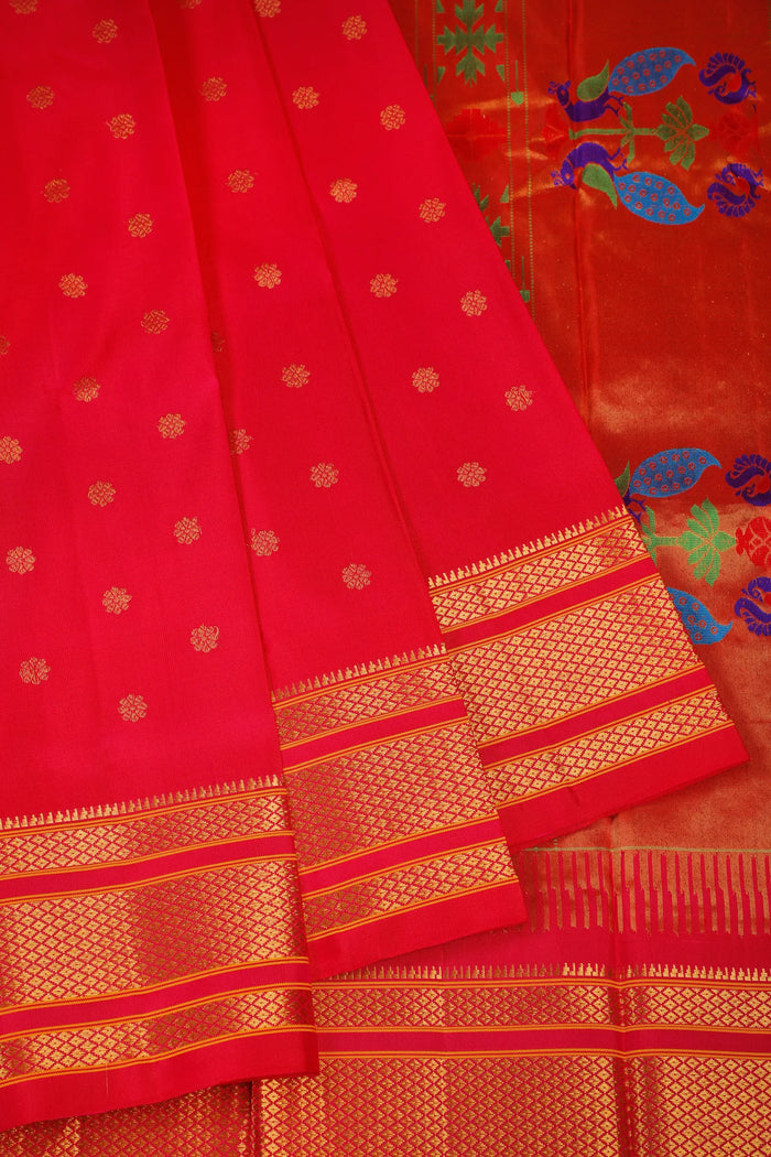 Raani Pink Handloom Pure Silk Gadwal Saree - Kalanjali Paithani