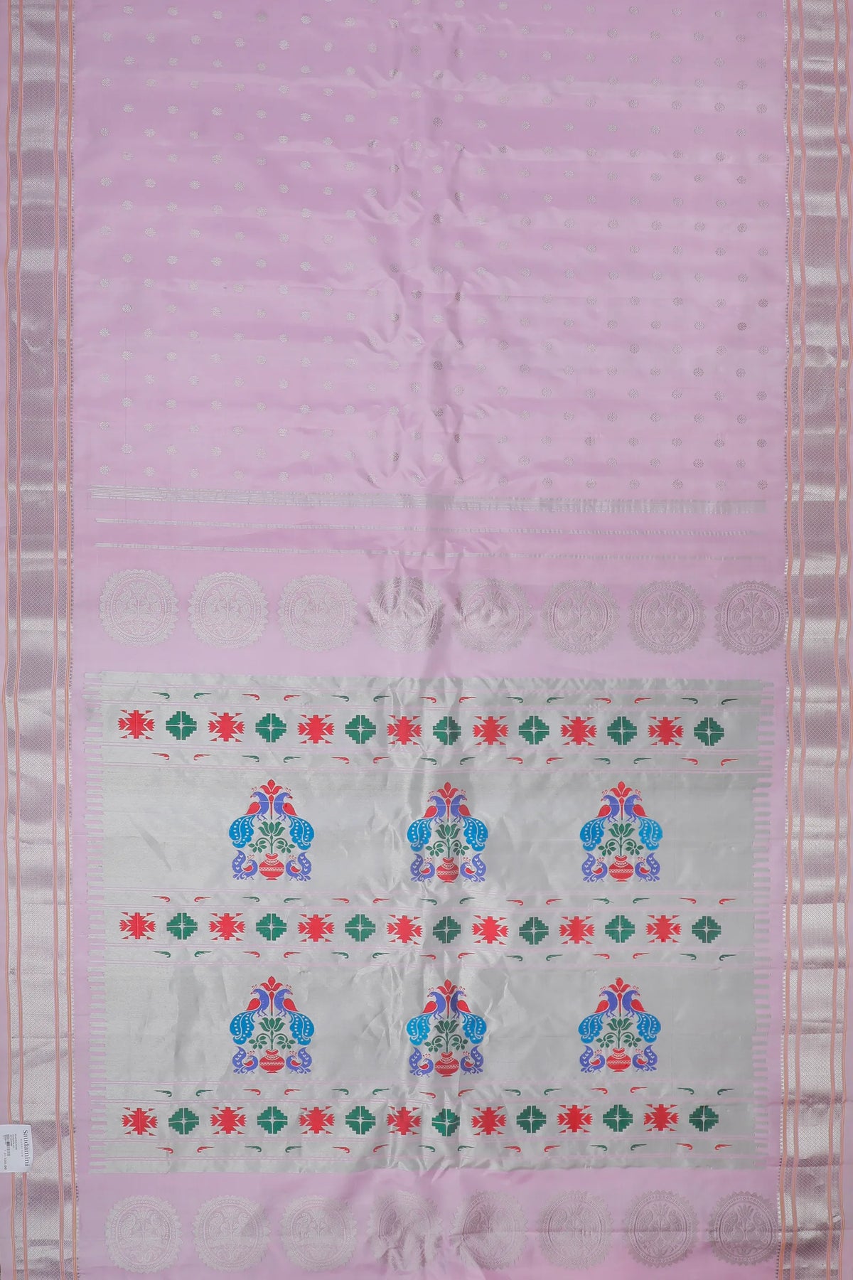 Baby Pink Handloom Pure Silk Gadwal Saree - Kalanjali Paithani