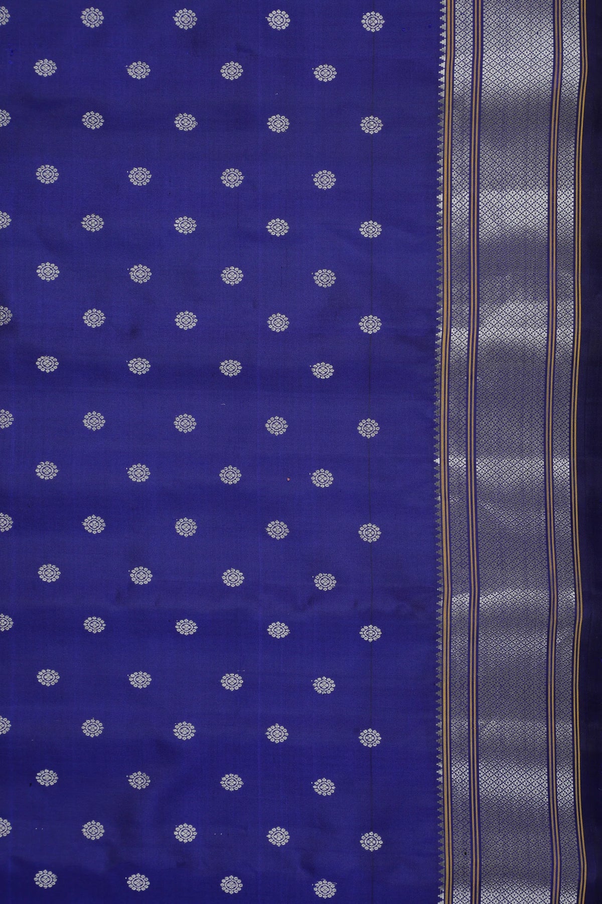 Navy Blue Handloom Pure Silk Gadwal Saree - Kalanjali Paithani