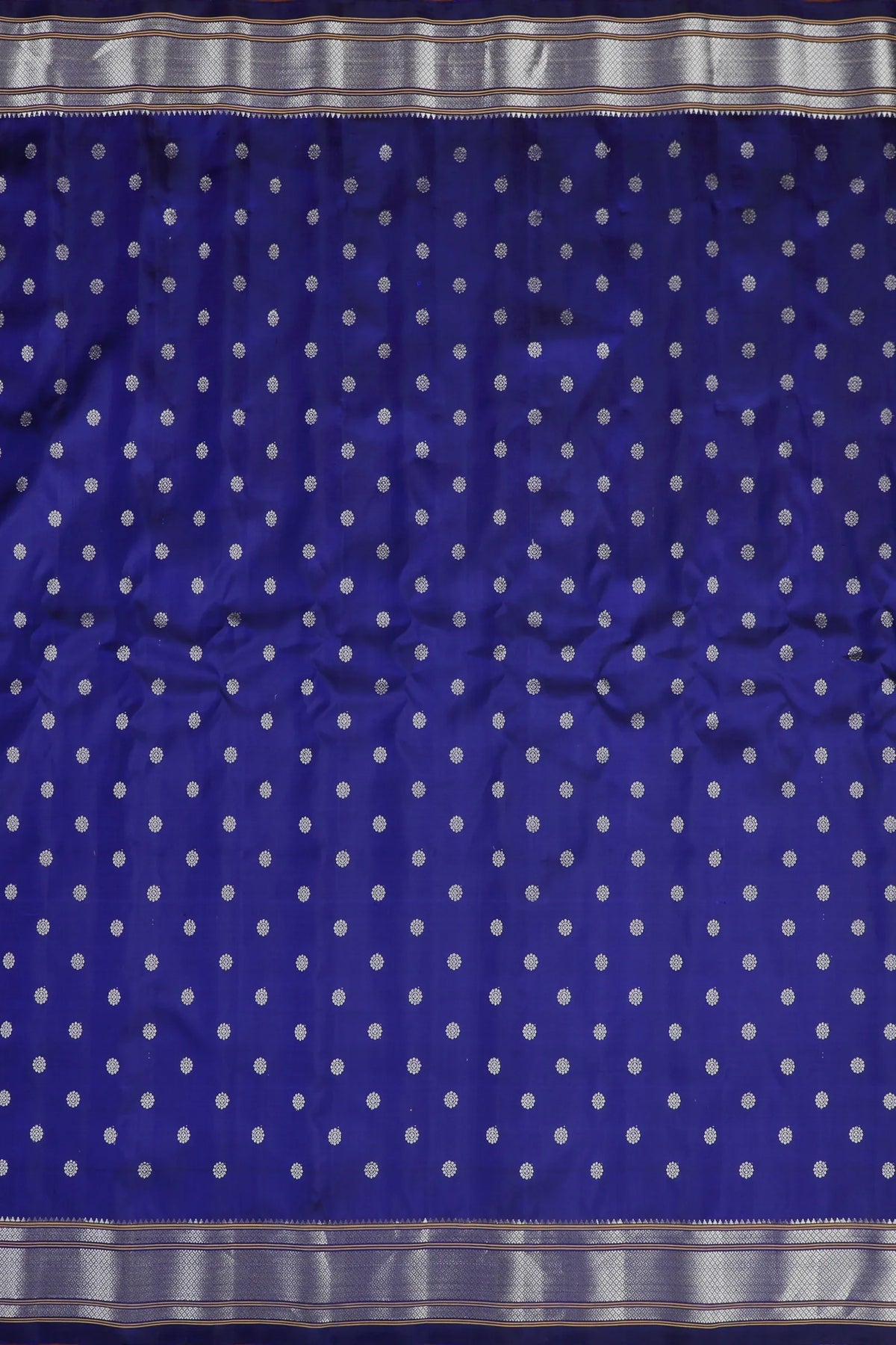 Navy Blue Handloom Pure Silk Gadwal Saree - Kalanjali Paithani