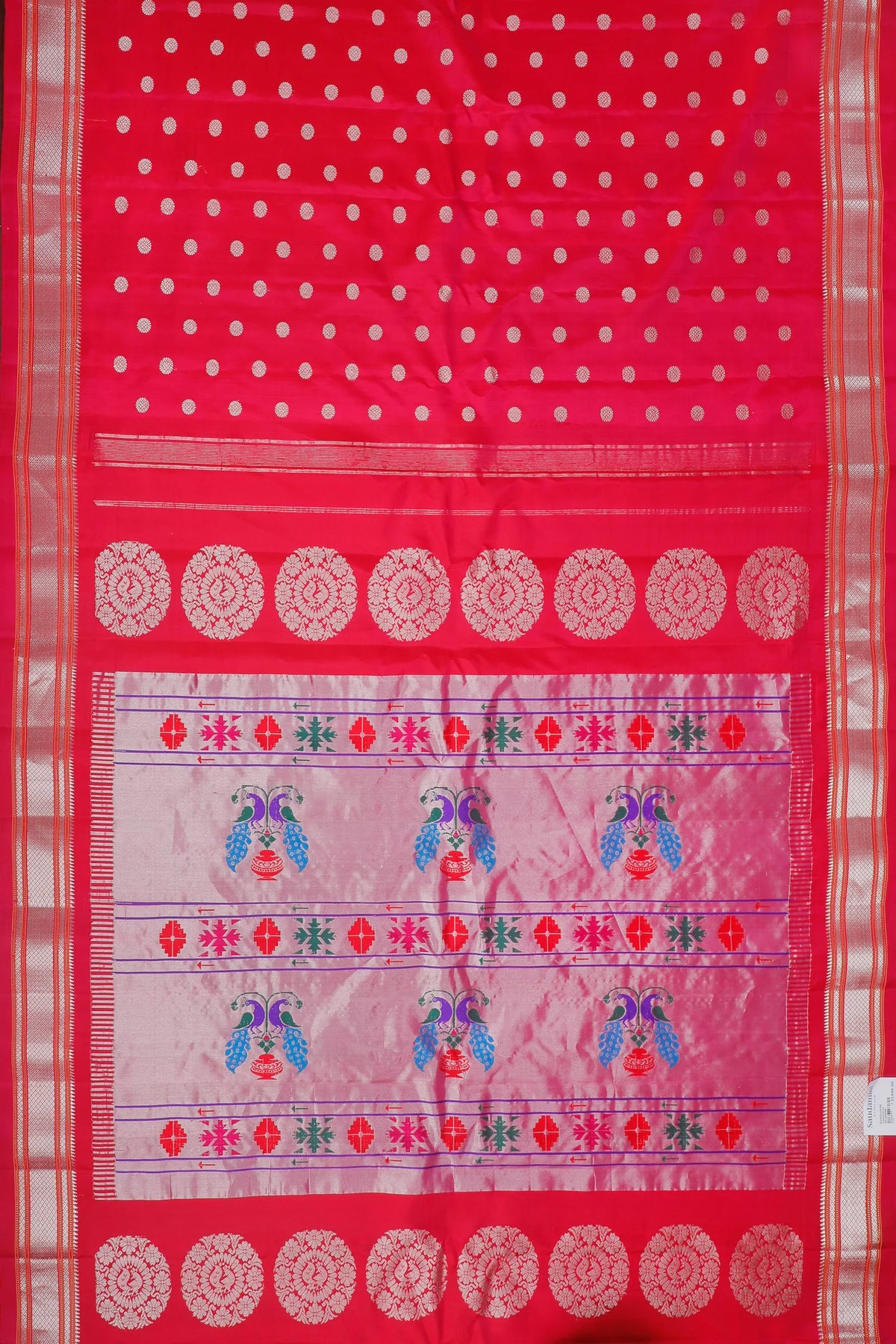 Raani Pink Handloom Pure Silk Gadwal Saree - Kalanjali Paithani