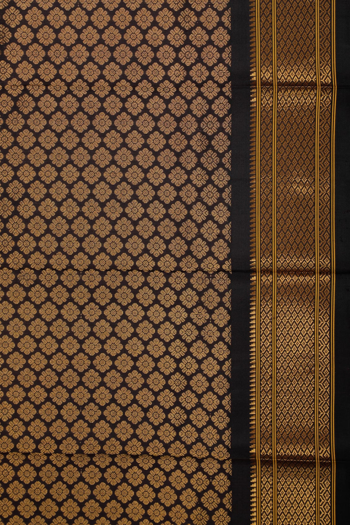 Coffee Brown Handloom Pure Silk Gadwal Saree - Kalanjali Paithani in Brocade Pattern