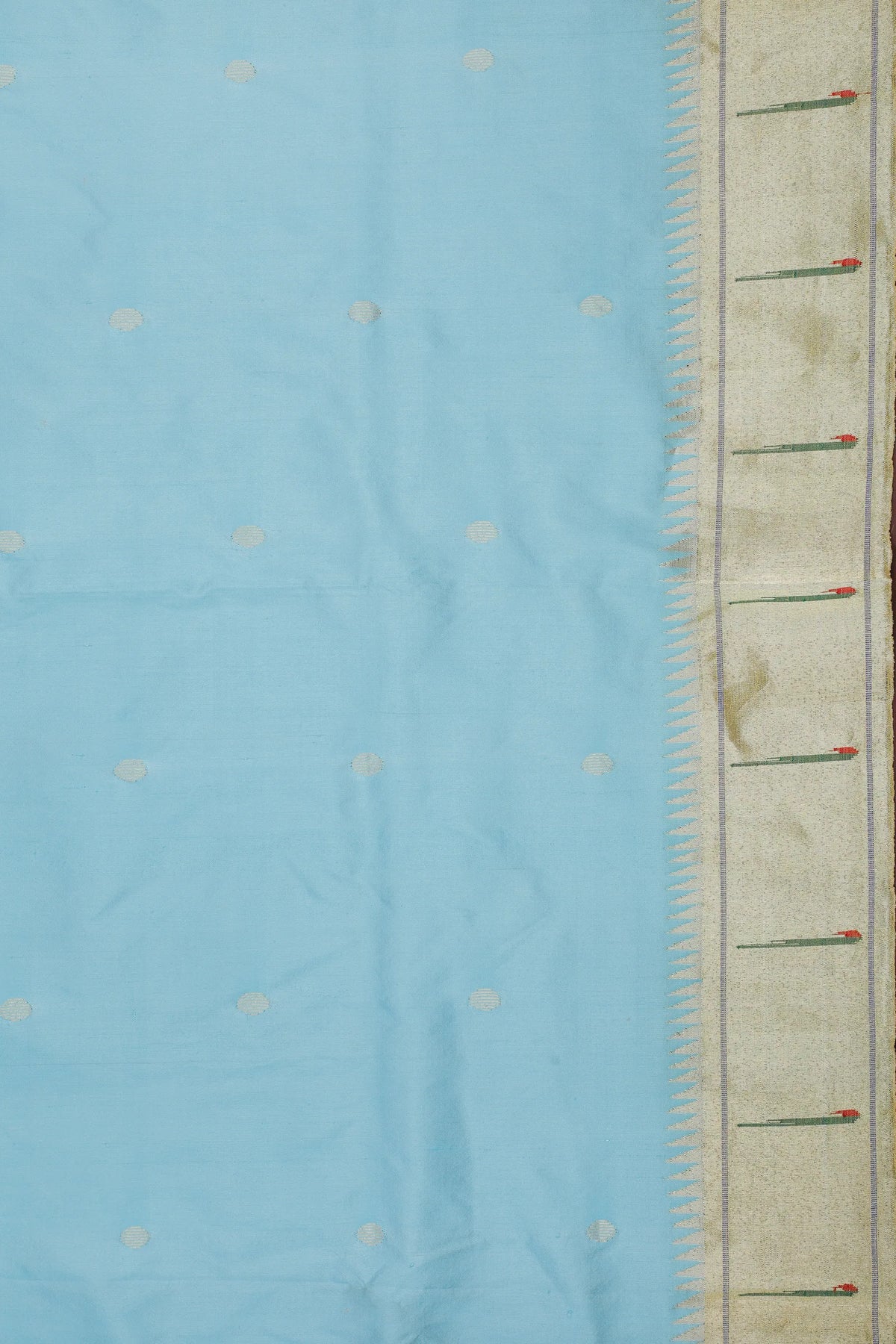Sky Blue Handloom Pure Silk Muniya Paithani Saree with Parrot Motifs