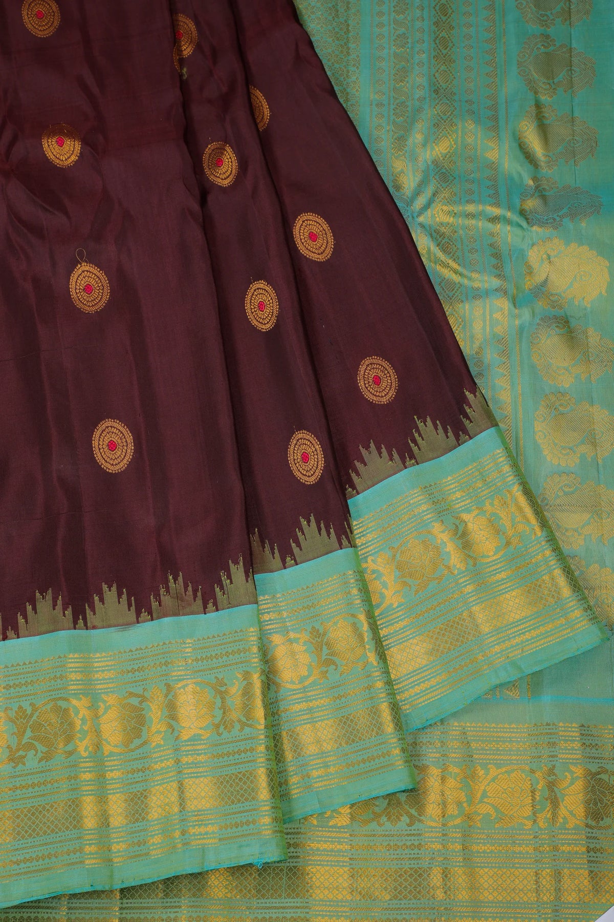 Coffee Brown Handloom Pure Silk Gadwal Saree