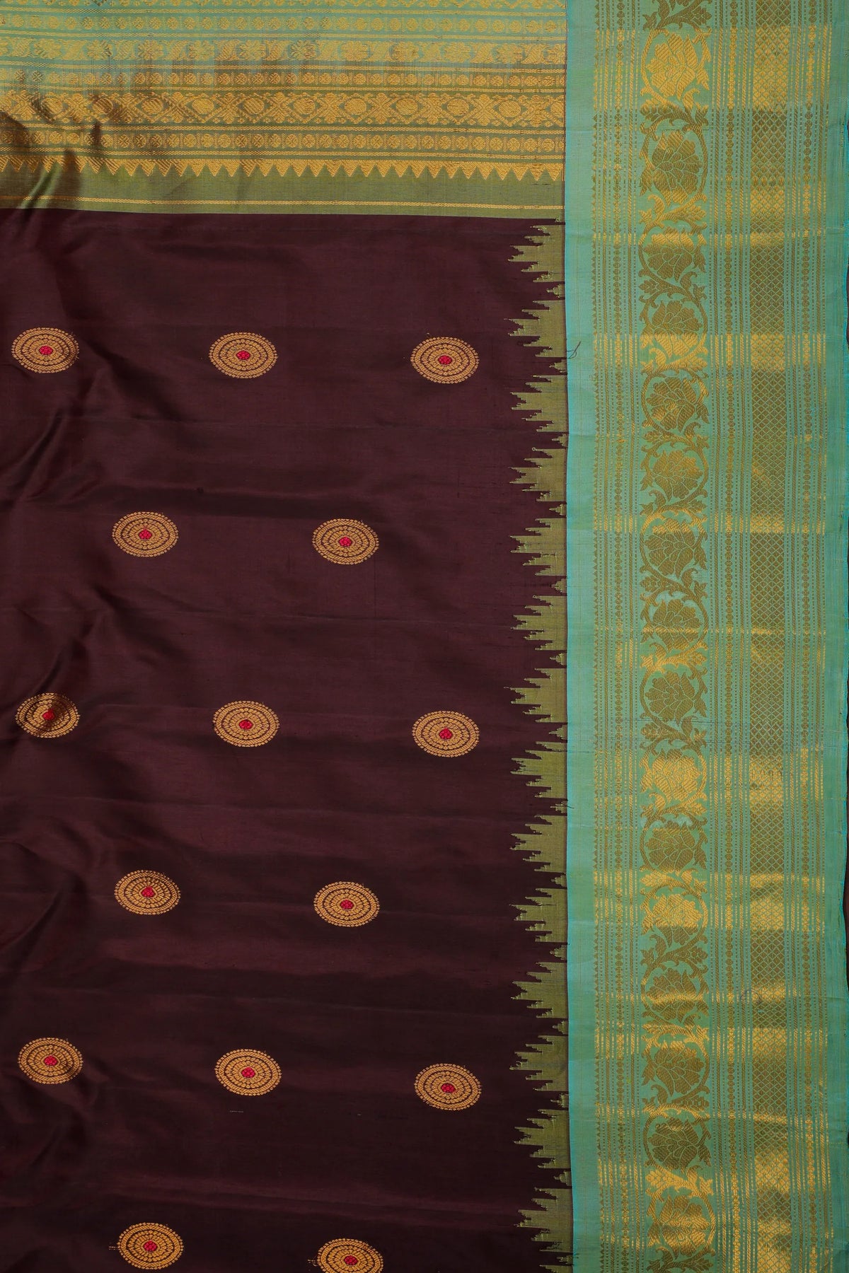 Coffee Brown Handloom Pure Silk Gadwal Saree