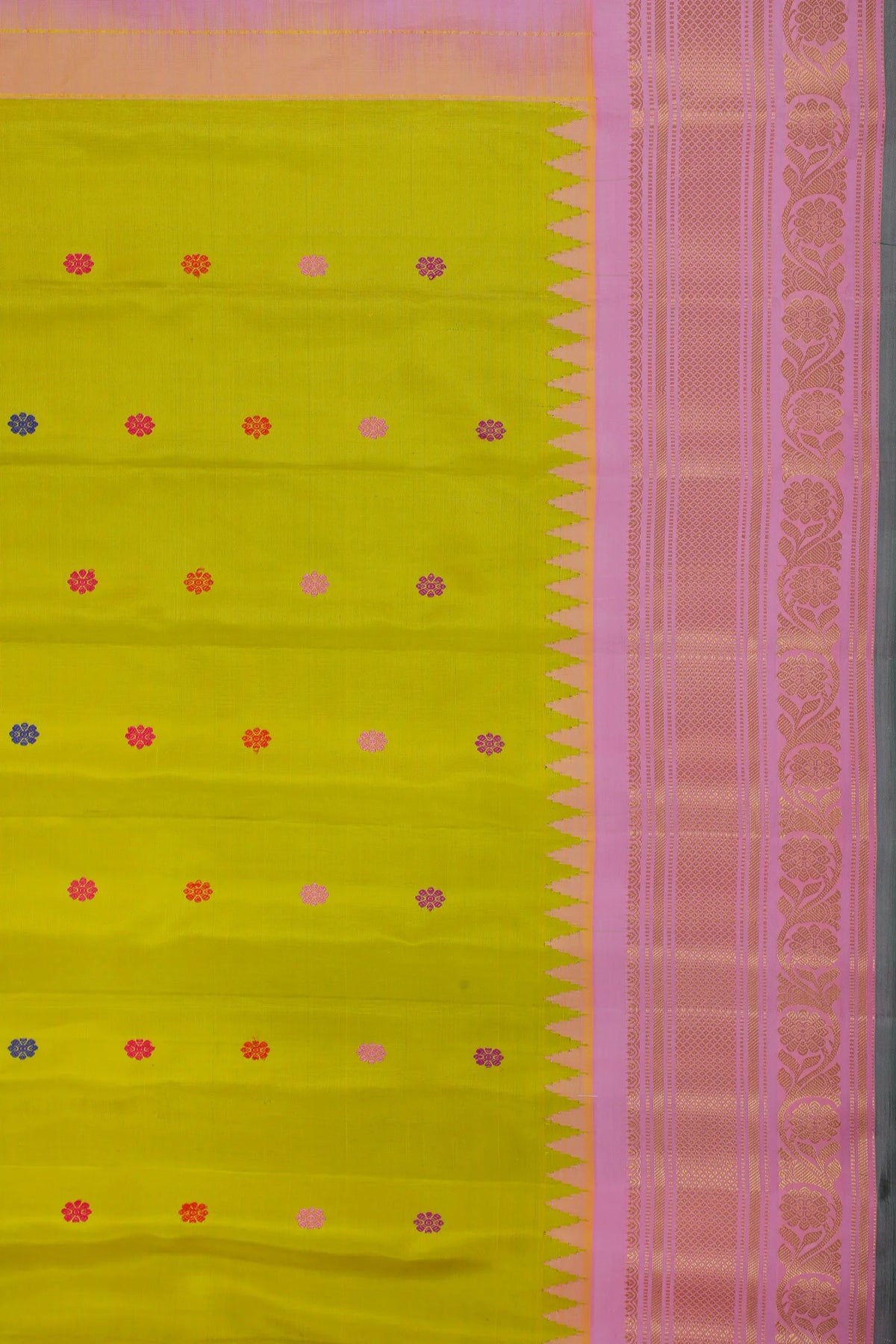 Lime Yellow Handloom Pure Silk Gadwal Saree