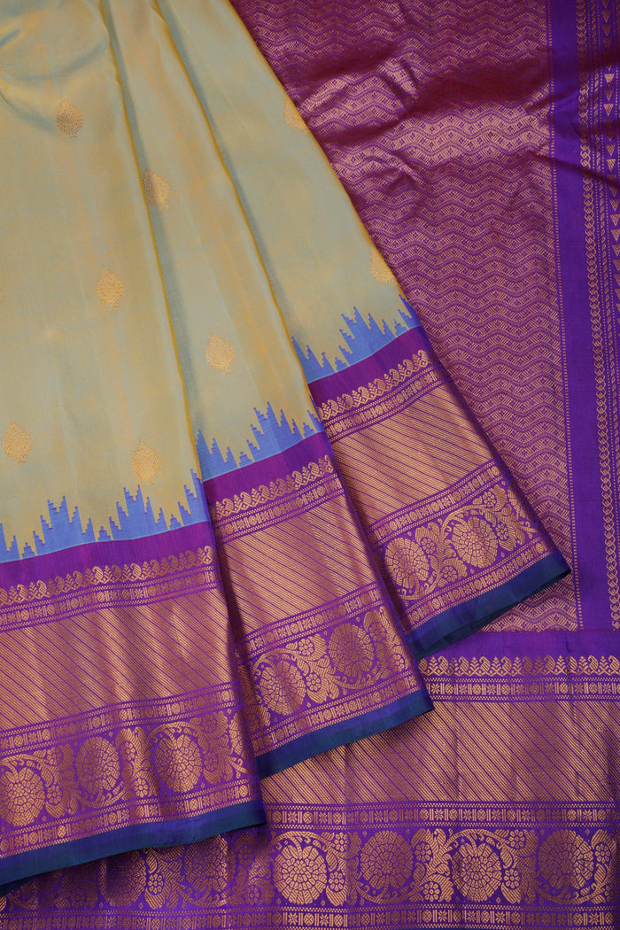 Dhoop Chaav Sea Green Handloom Pure Silk Gadwal Saree