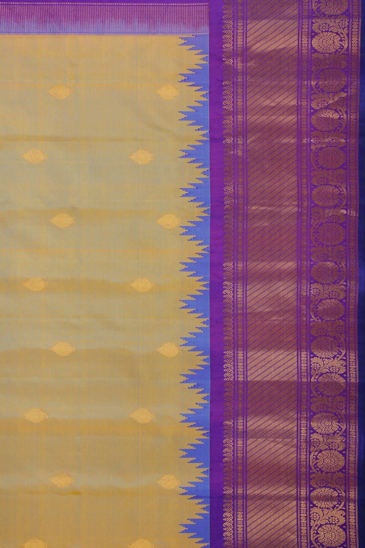 Dhoop Chaav Sea Green Handloom Pure Silk Gadwal Saree