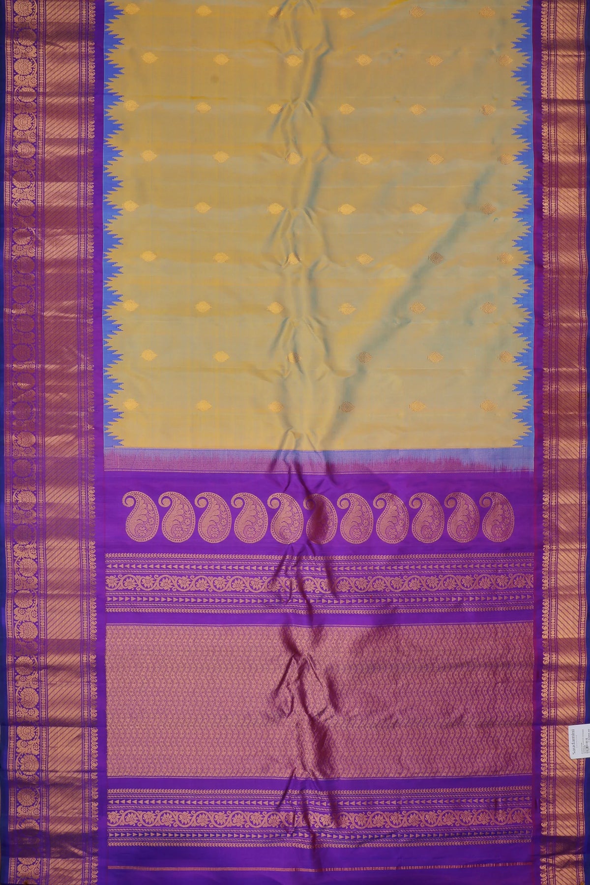 Dhoop Chaav Sea Green Handloom Pure Silk Gadwal Saree