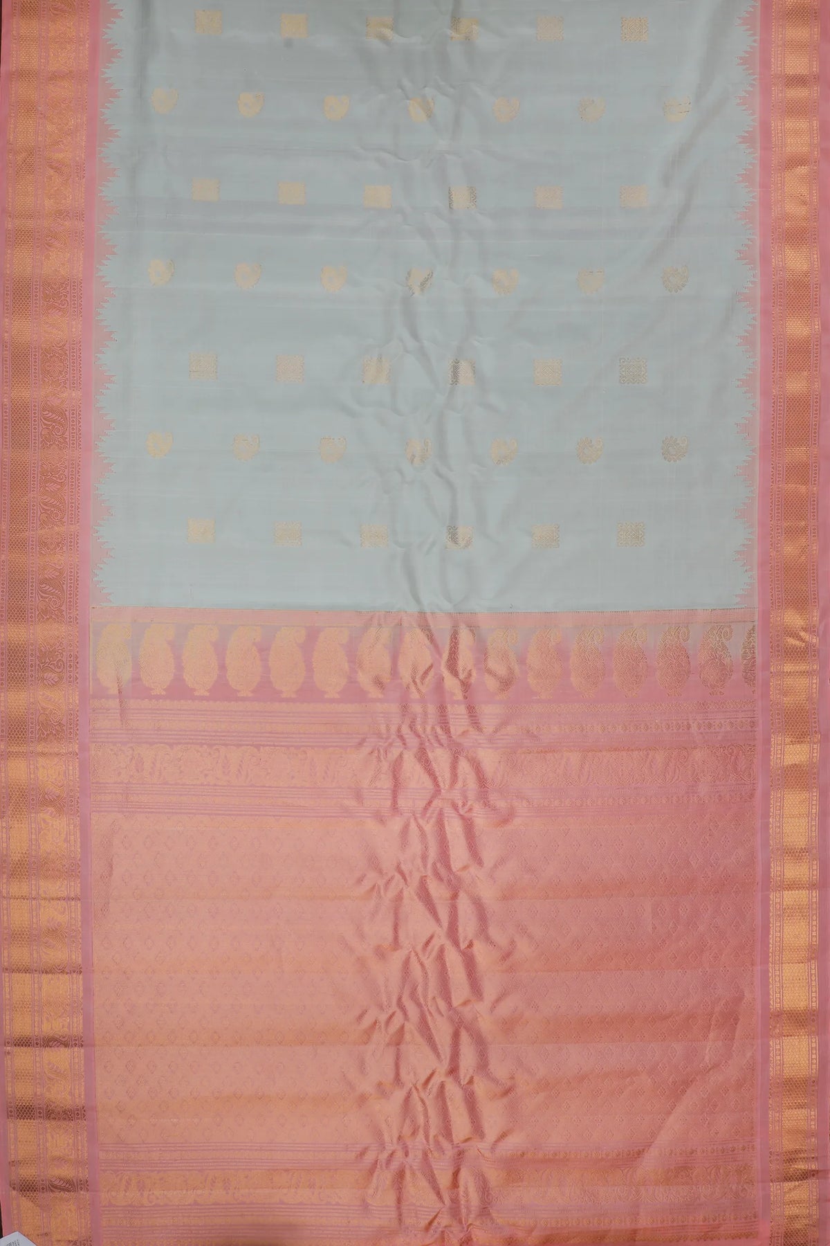 Pearl White Handloom Pure Silk Gadwal Saree