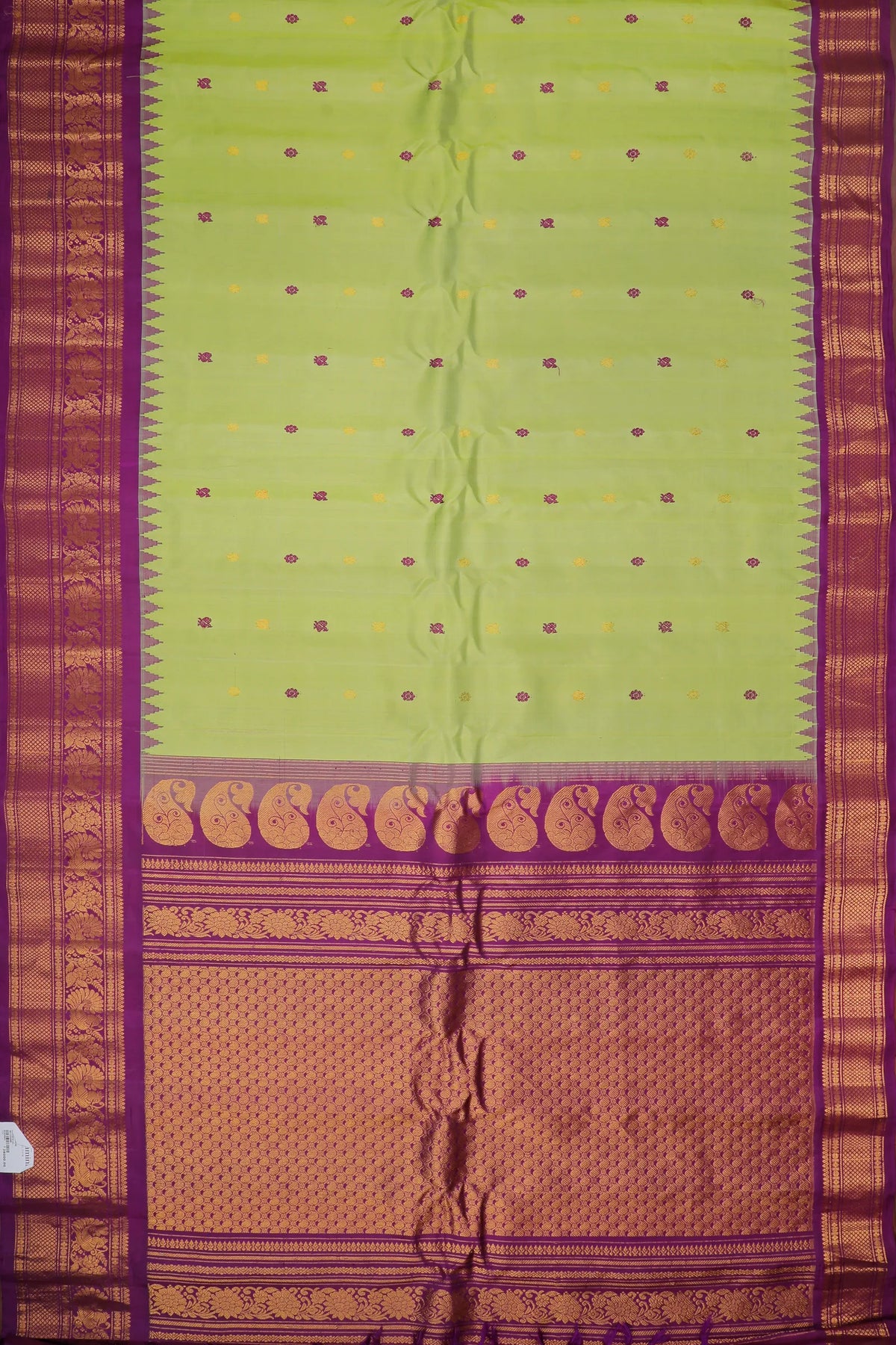 Parrot Green Handloom Pure Silk Gadwal Saree with Brocade Border