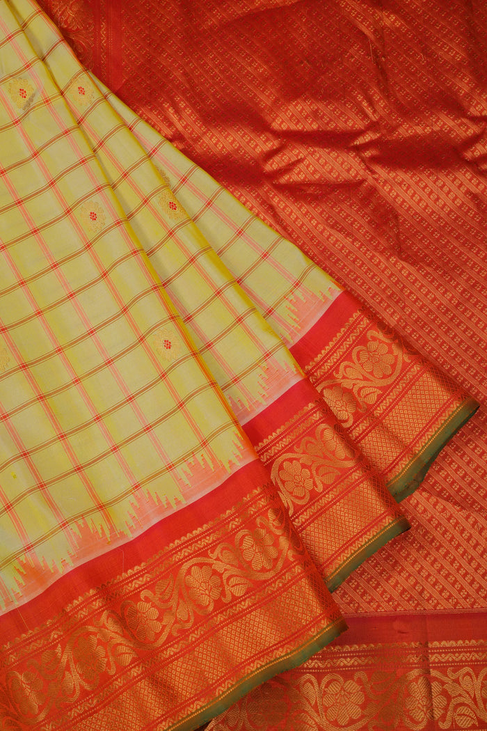 Light Lemon Yellow Handloom Pure Silk Gadwal Saree