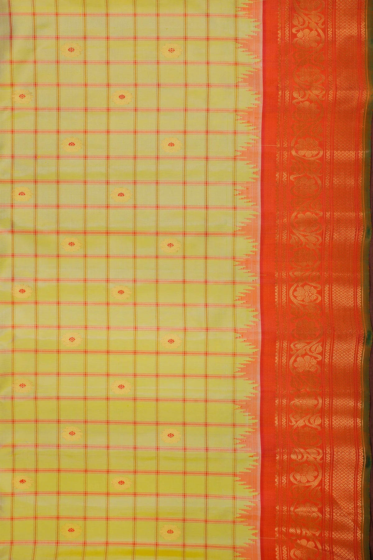 Light Lemon Yellow Handloom Pure Silk Gadwal Saree