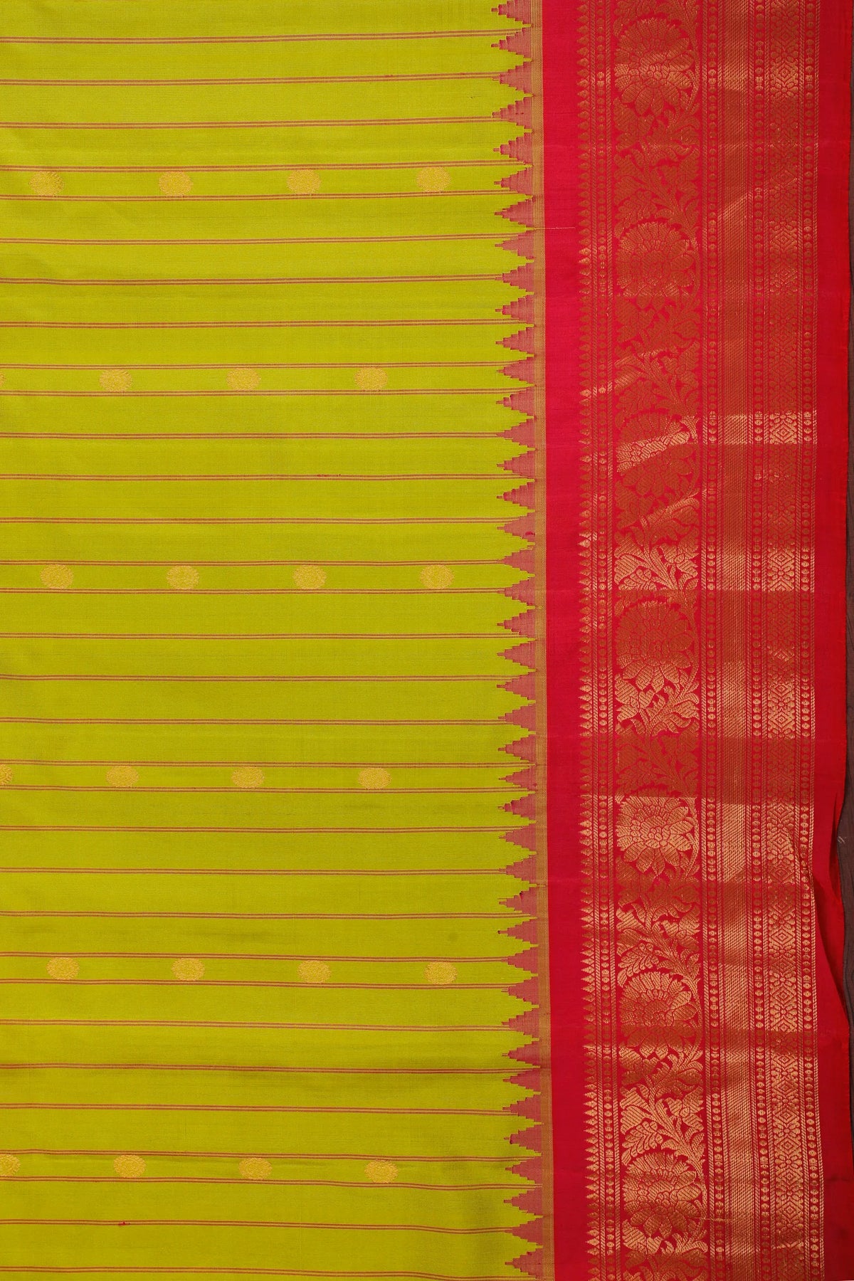Parrot Green Handloom Pure Silk Gadwal Saree