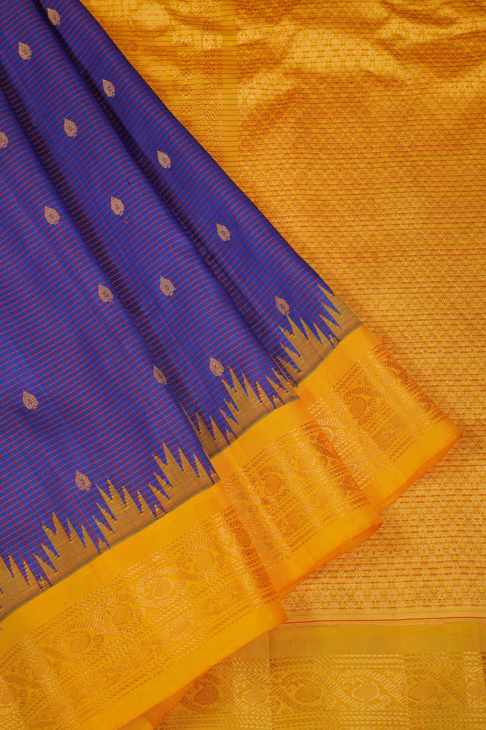 Deep Purple Handloom Pure Silk Gadwal Saree
