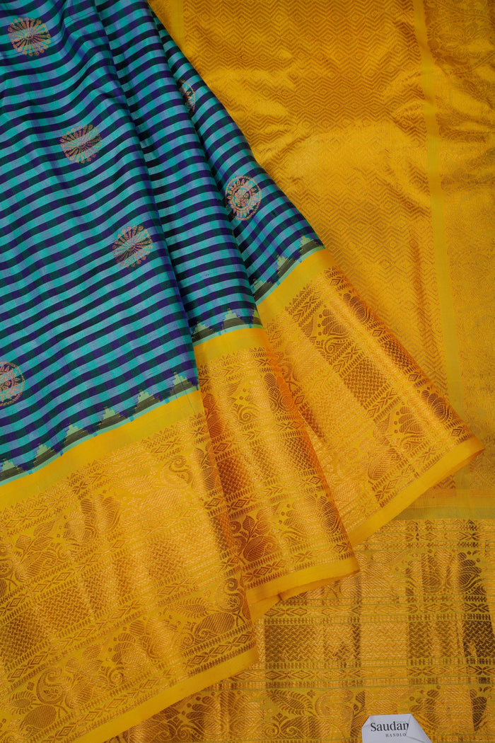 Sky Blue Handloom Pure Silk Gadwal Saree
