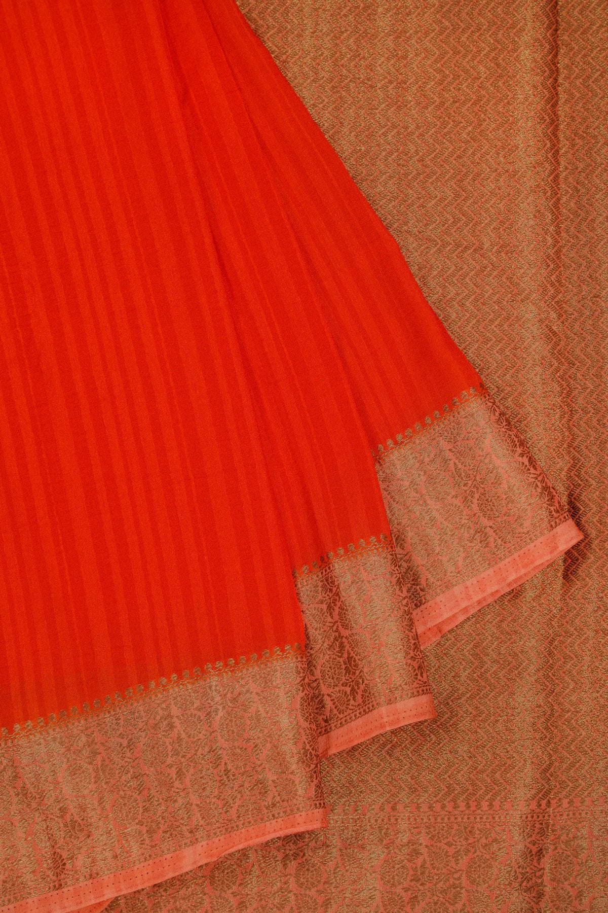 Orange Powerloom Designer Chiffon Saree