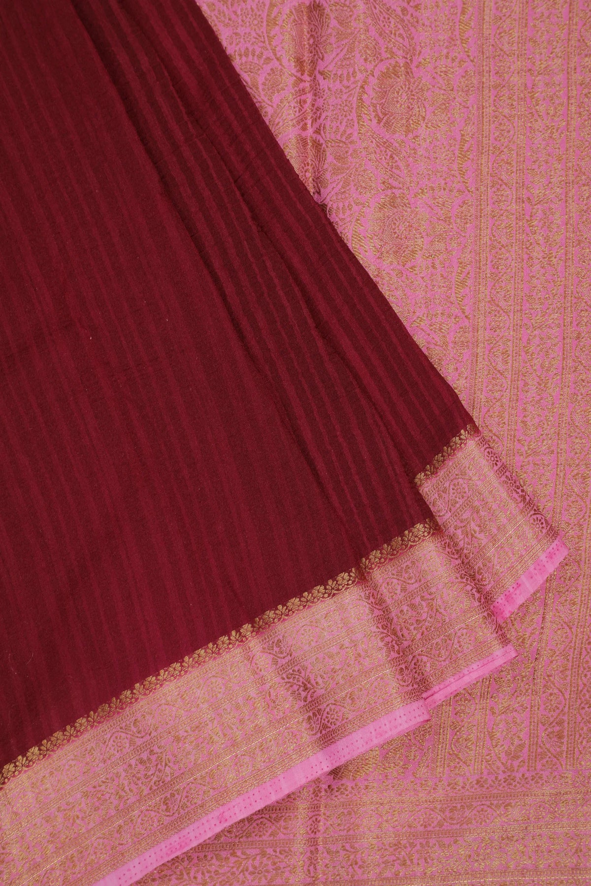 Wine Powerloom Designer Chiffon Saree with Brocade Blouse