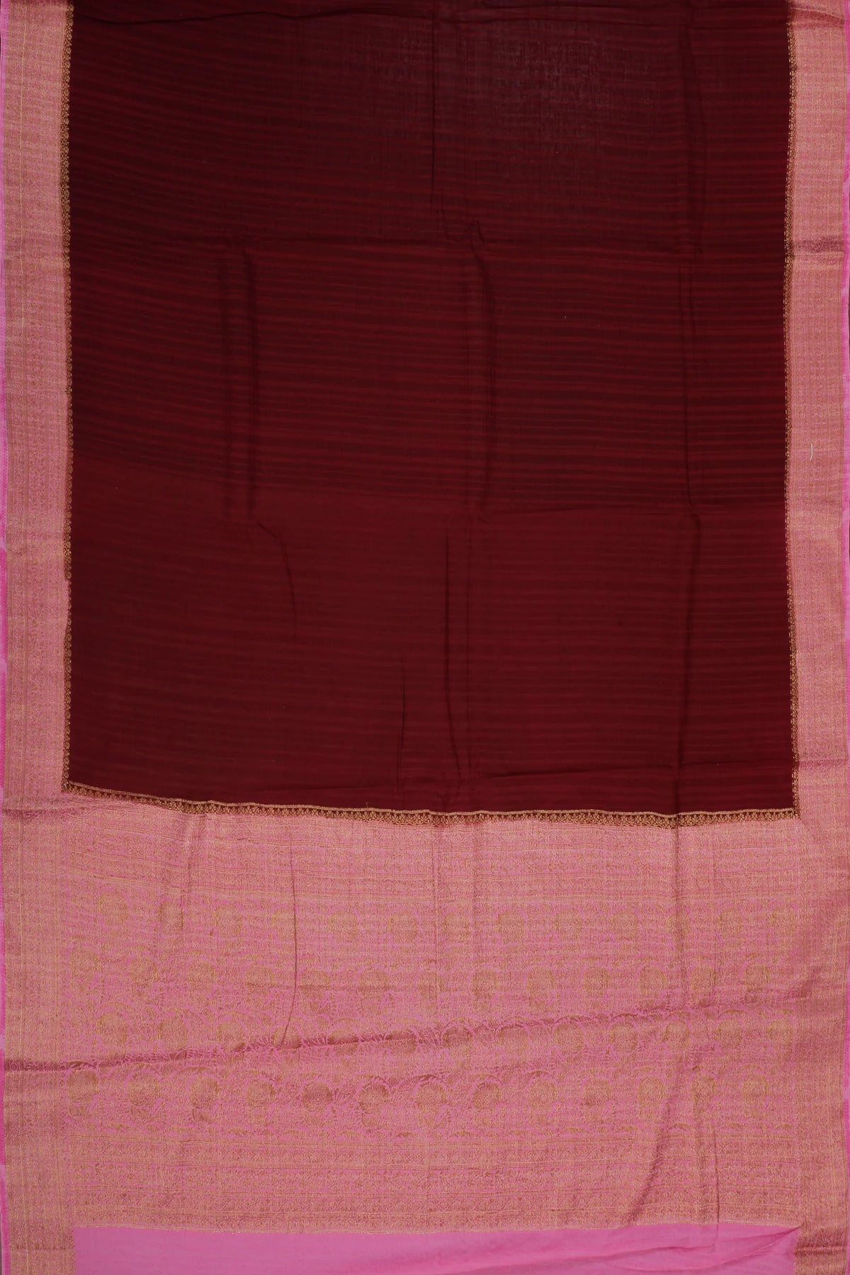 Wine Powerloom Designer Chiffon Saree with Brocade Blouse