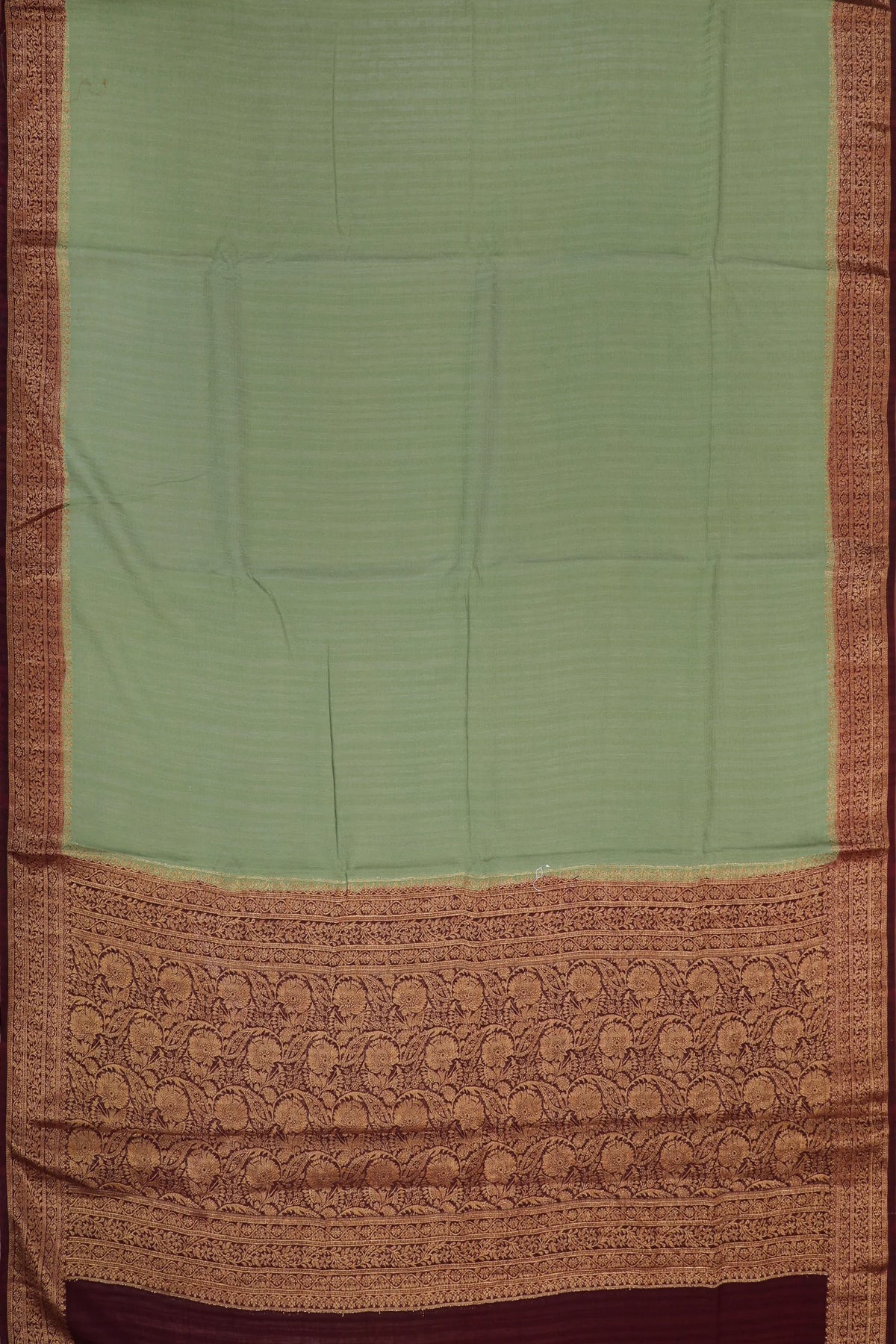 Pista Green Powerloom Designer Chiffon Saree with Brocade Blouse