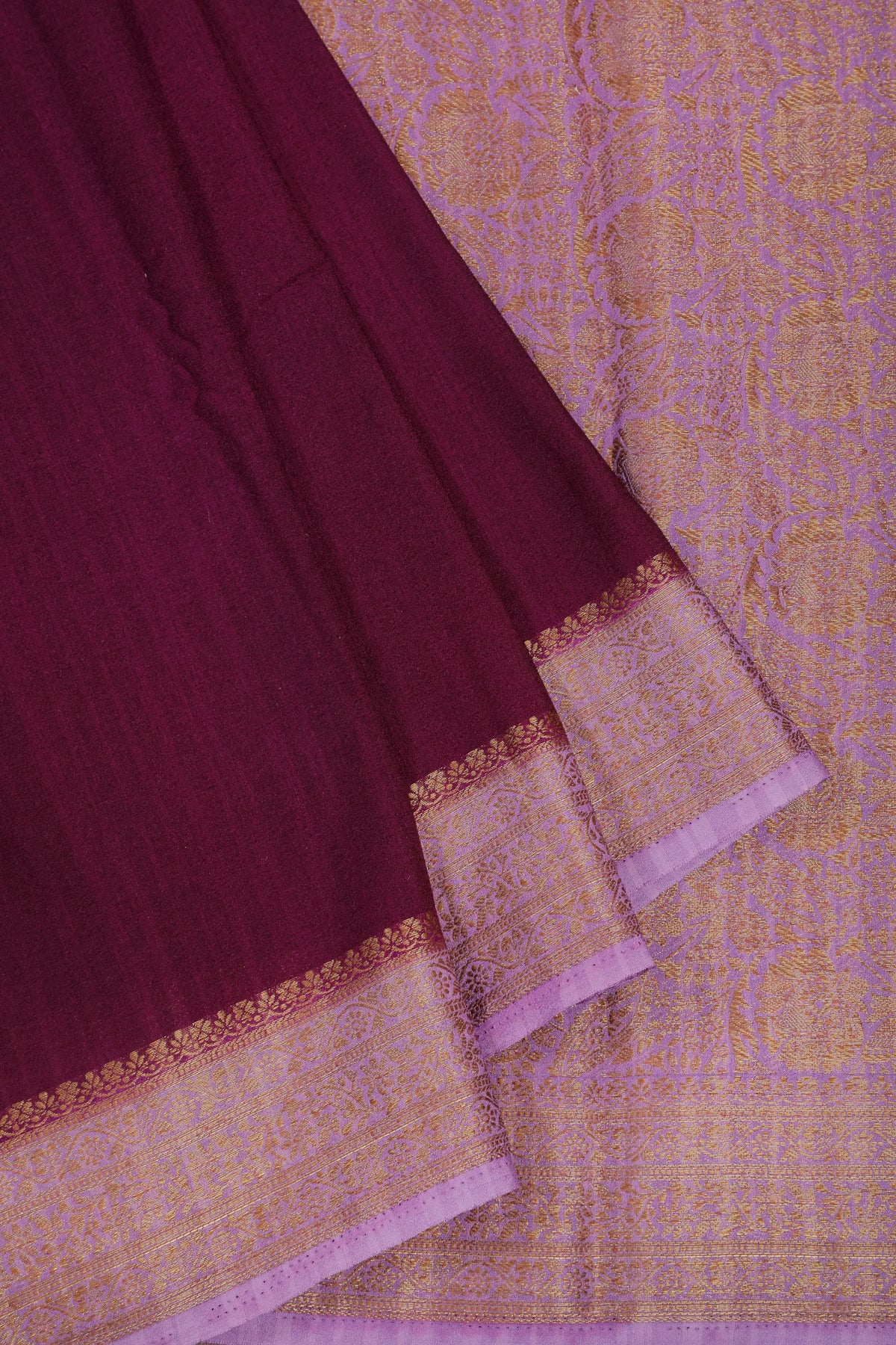 Wine Powerloom Designer Chiffon Saree with Brocade Blouse