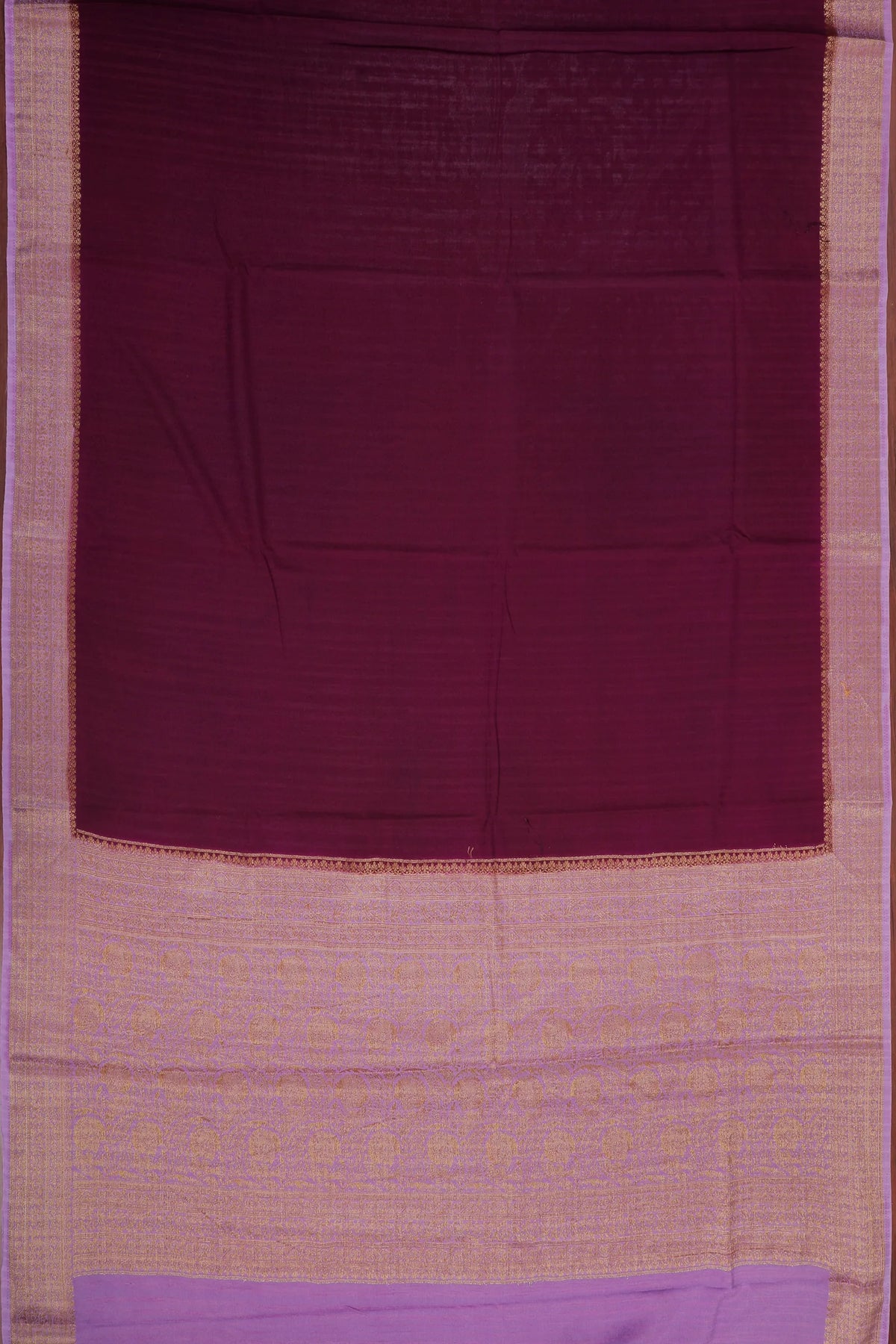 Wine Powerloom Designer Chiffon Saree with Brocade Blouse