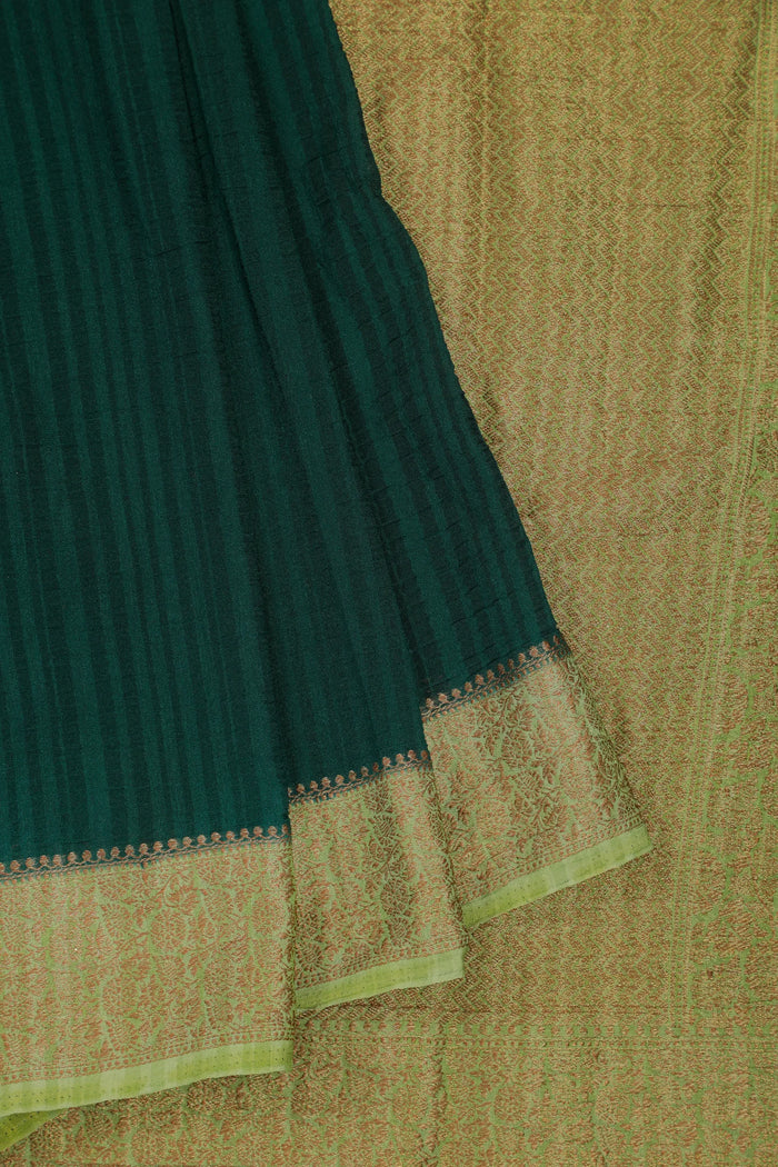 Green Powerloom Designer Chiffon Saree with Brocade Blouse