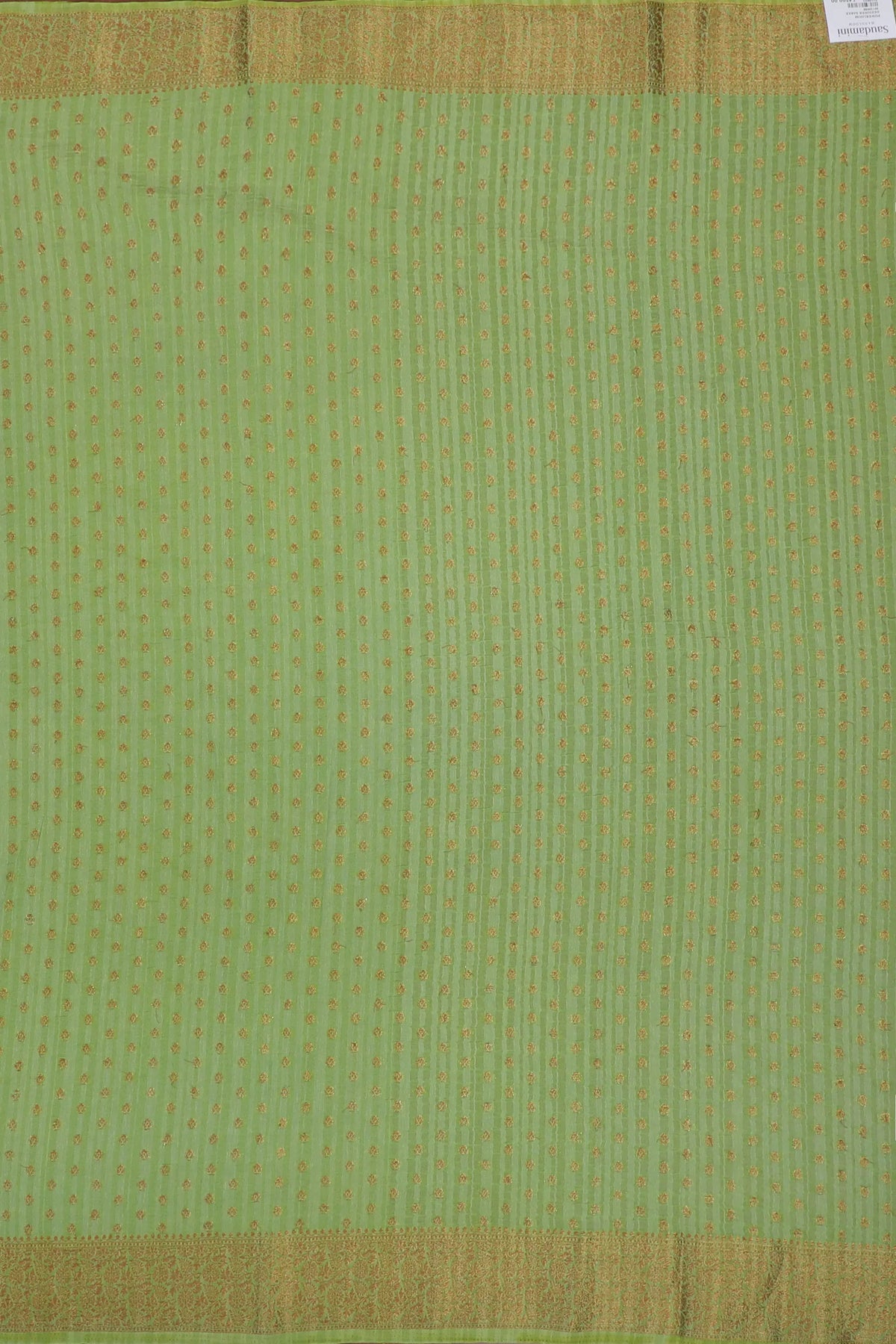 Green Powerloom Designer Chiffon Saree with Brocade Blouse