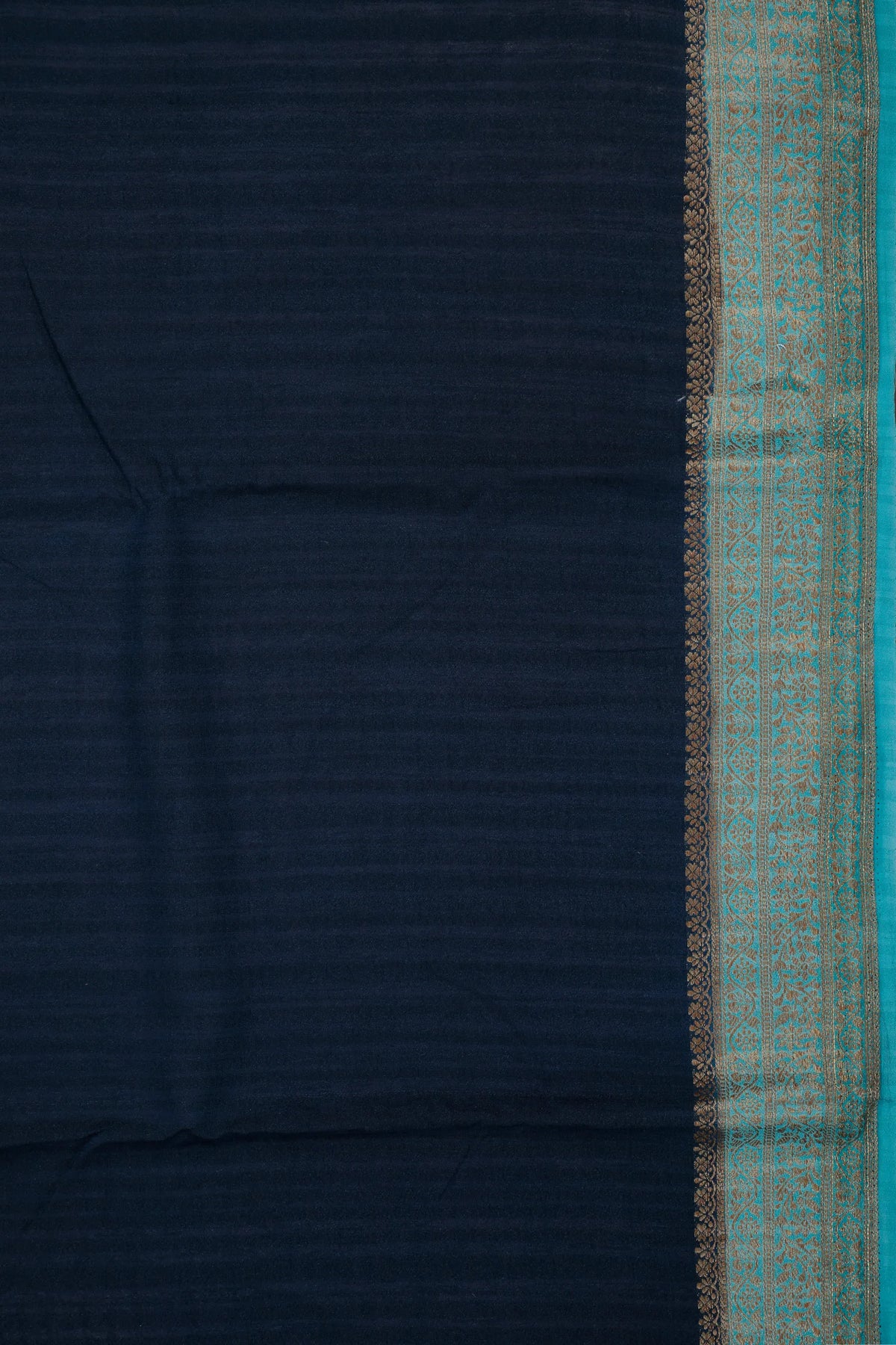 Navy Blue Powerloom Designer Chiffon Saree with Brocade Blouse