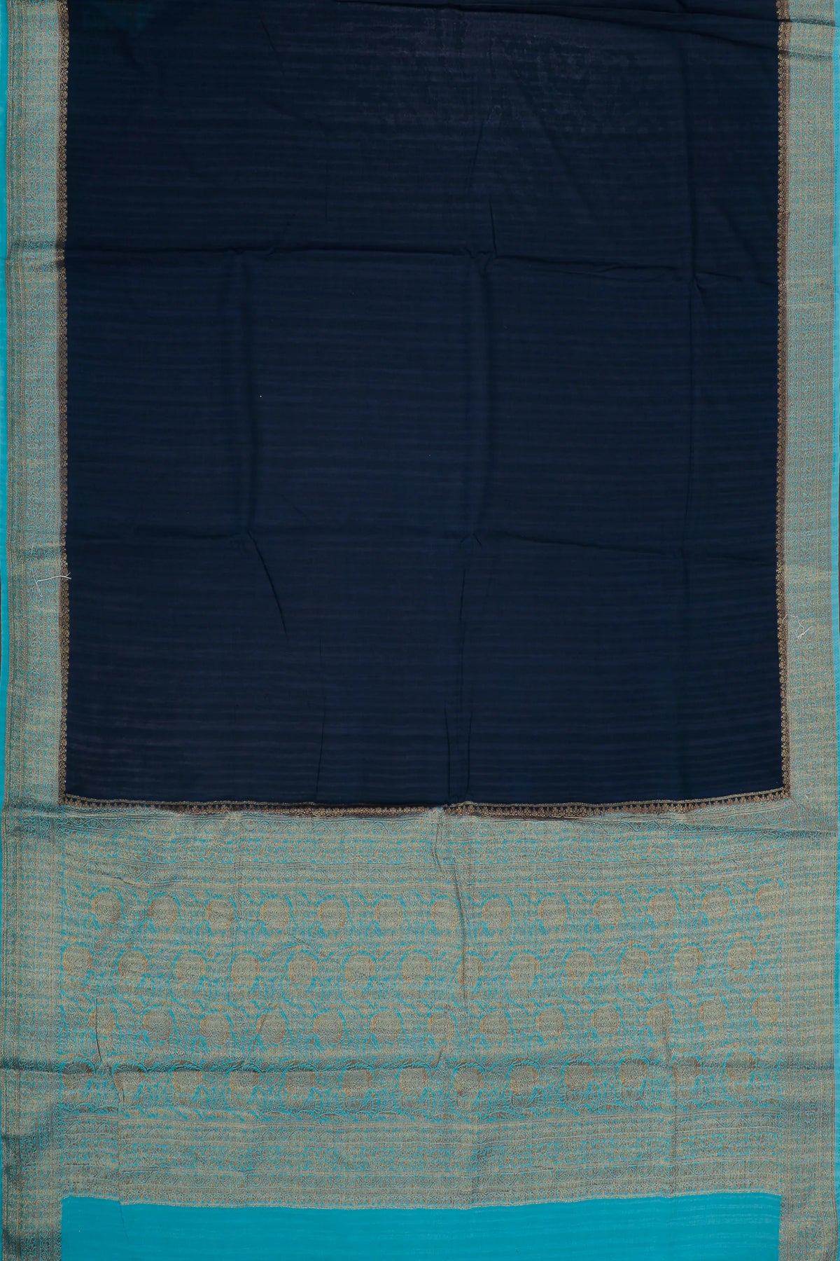 Navy Blue Powerloom Designer Chiffon Saree with Brocade Blouse