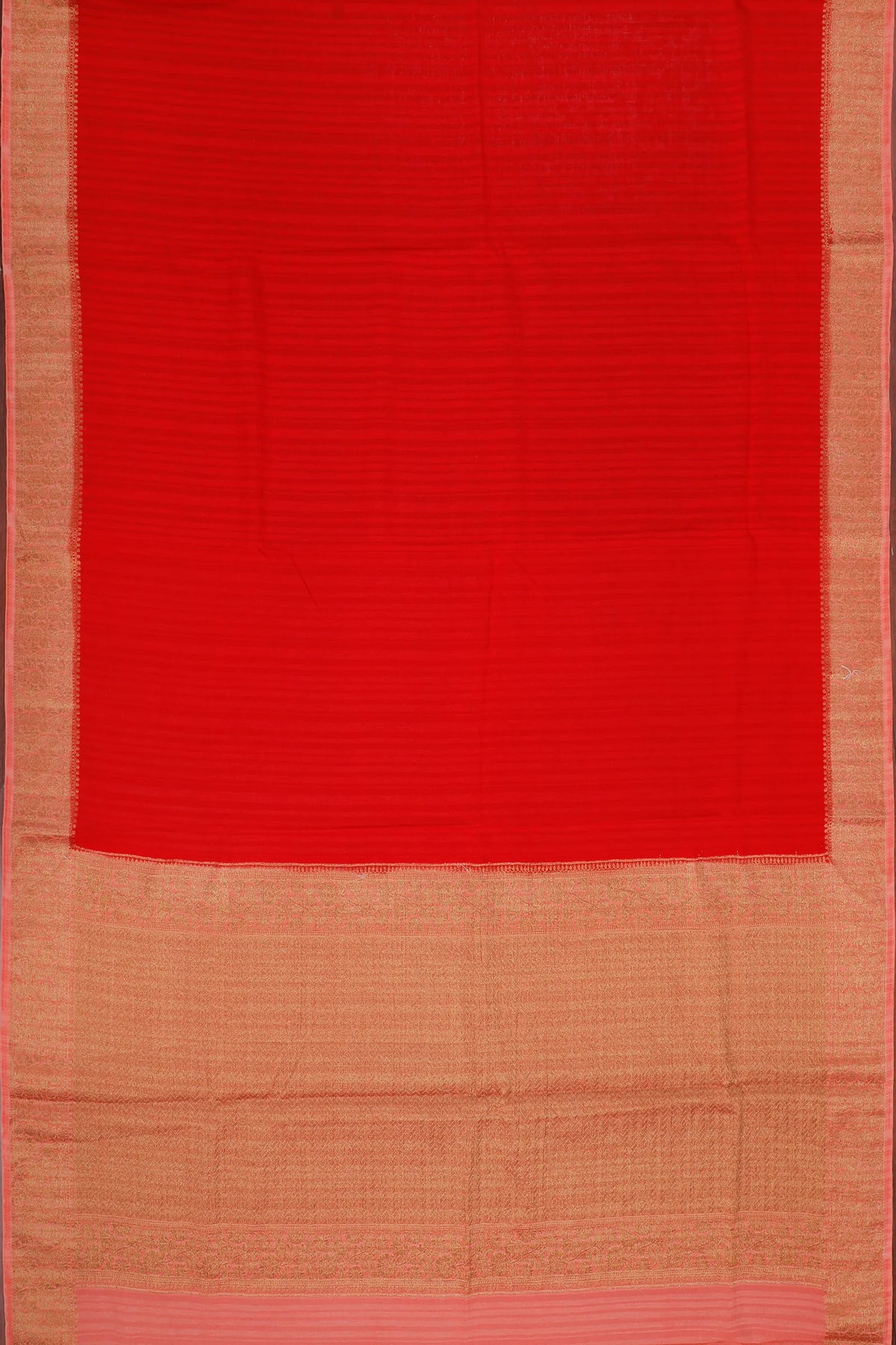 Red Powerloom Designer Chiffon Saree with Brocade Blouse