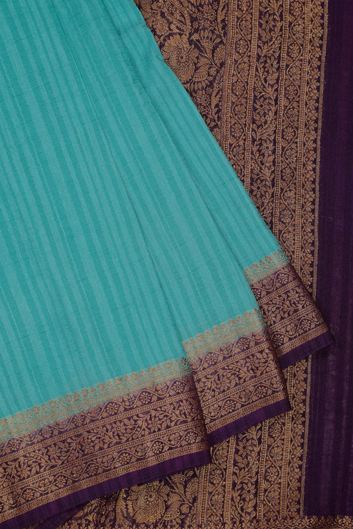 Teal Blue Powerloom Designer Chiffon Saree with Brocade Blouse