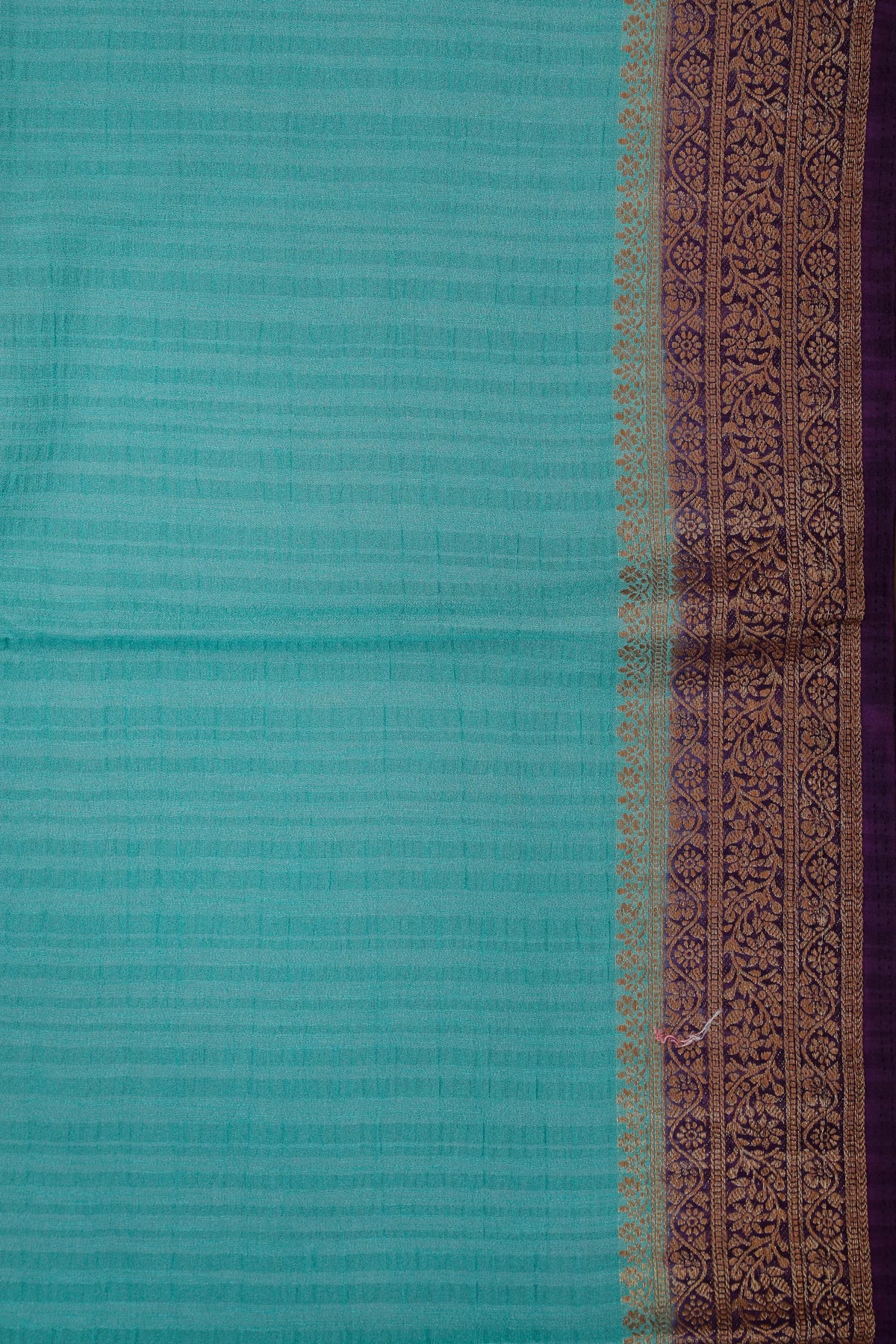 Teal Blue Powerloom Designer Chiffon Saree with Brocade Blouse