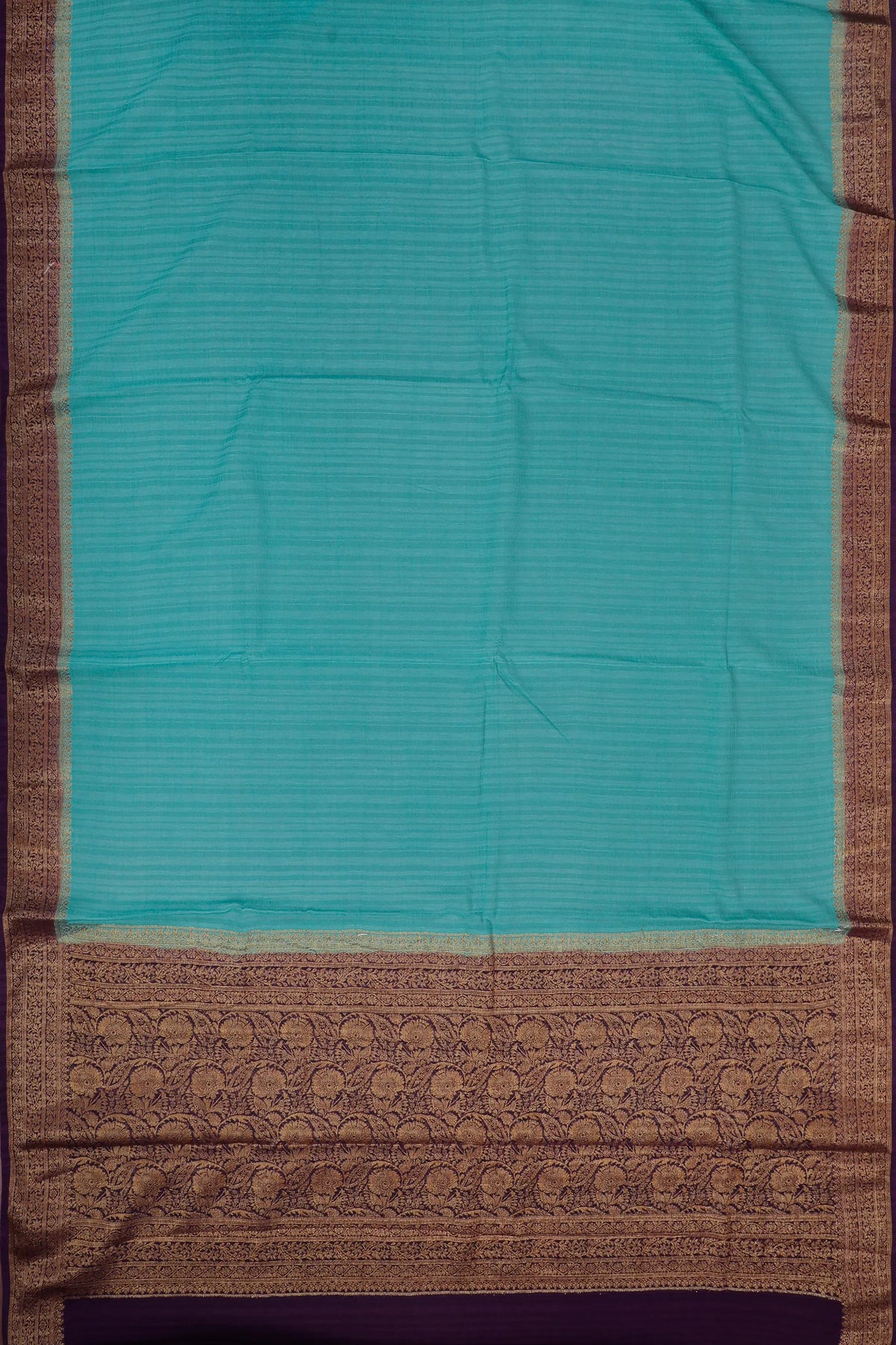 Teal Blue Powerloom Designer Chiffon Saree with Brocade Blouse