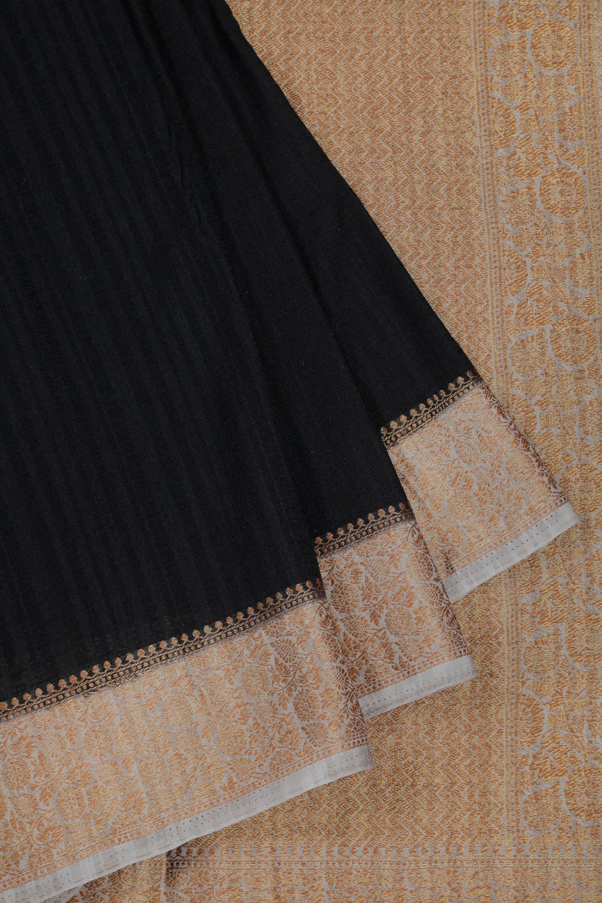 Black Powerloom Designer Chiffon Saree with Brocade Blouse