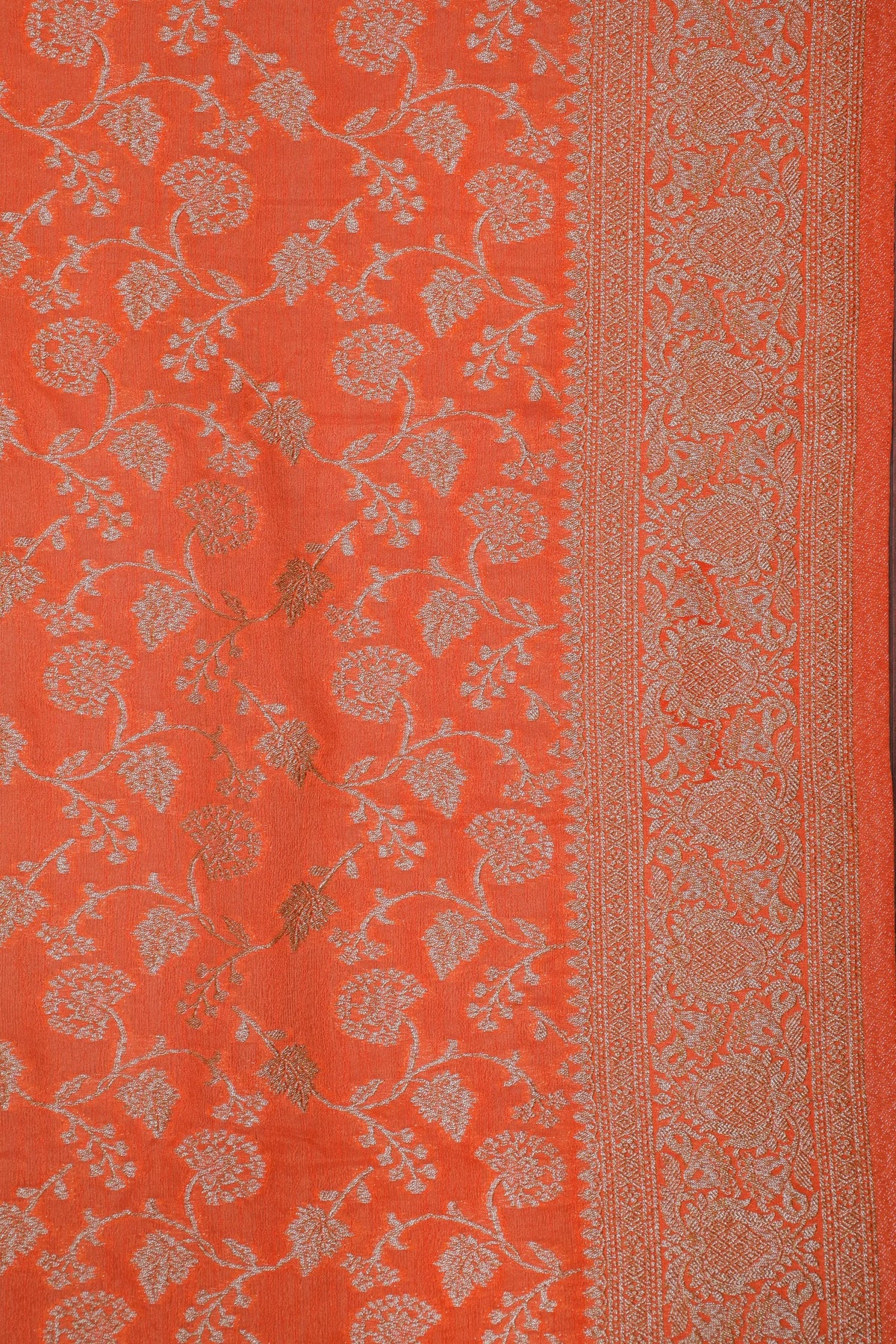 Light Orange Powerloom Designer Georgette Saree