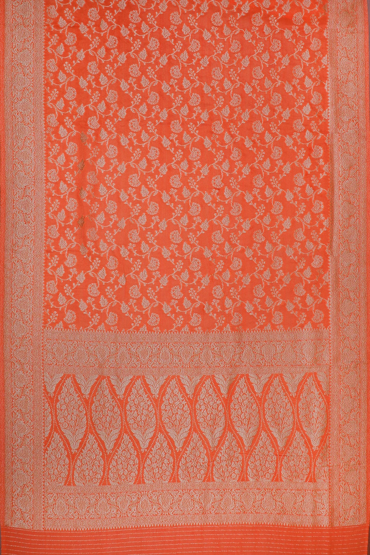Light Orange Powerloom Designer Georgette Saree