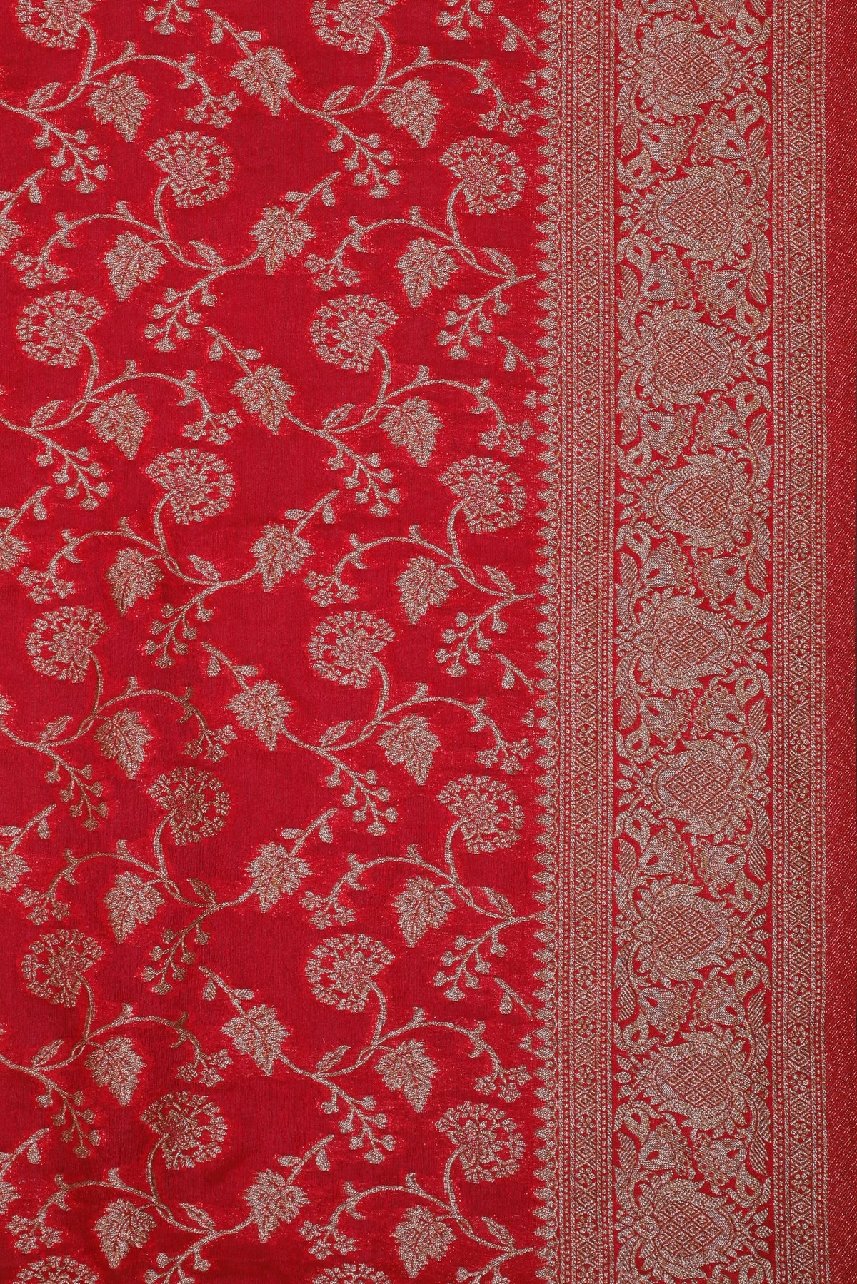 Red Powerloom Designer Georgette Saree