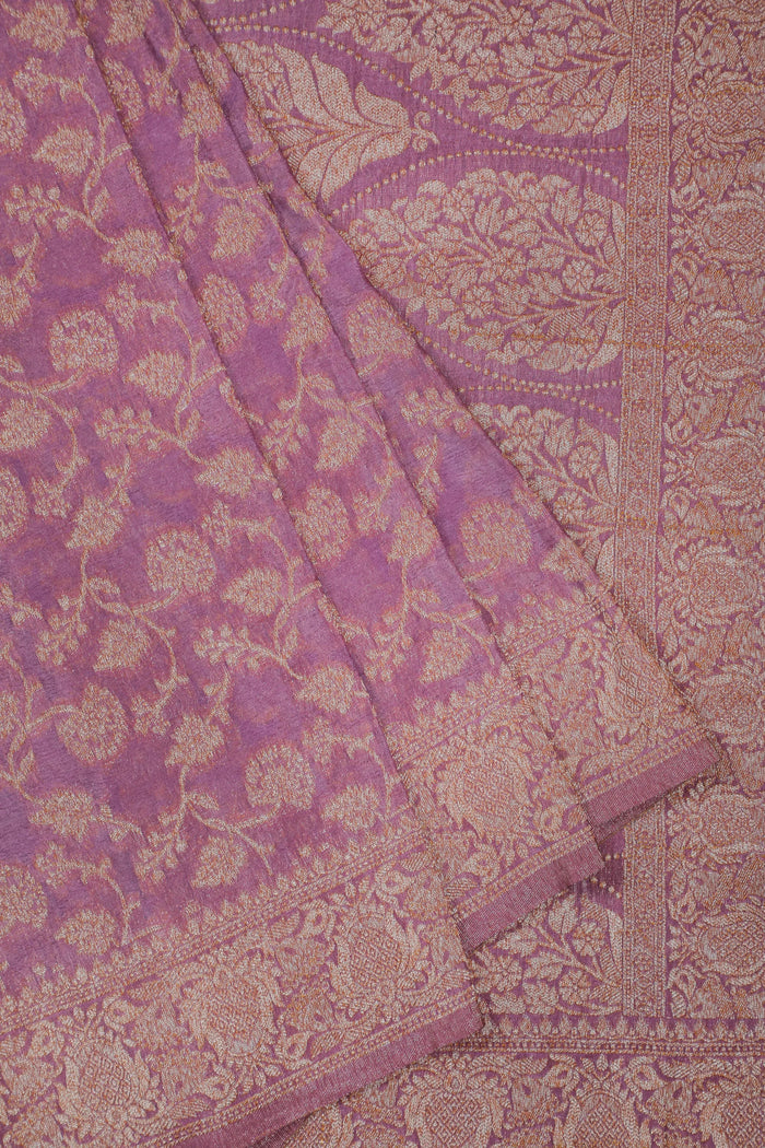 Lavender Powerloom Designer Georgette Saree
