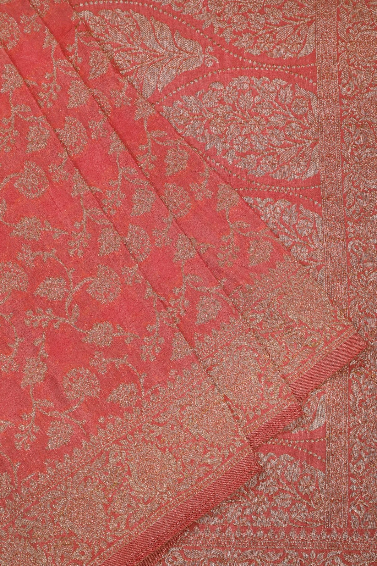 Peach Powerloom Designer Georgette Saree