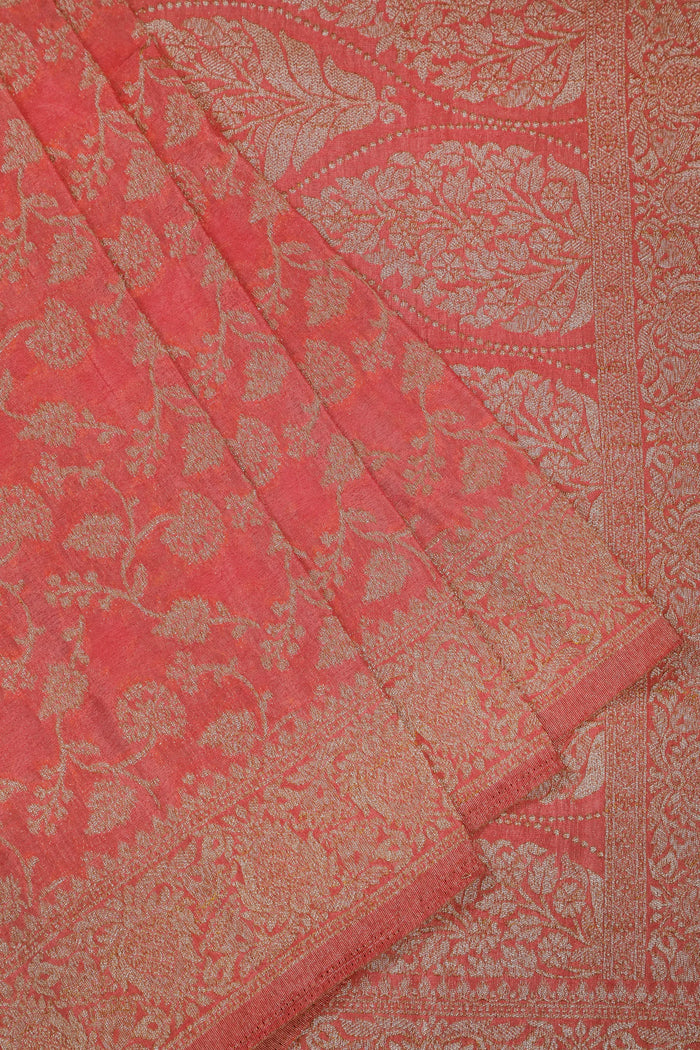Peach Powerloom Designer Georgette Saree
