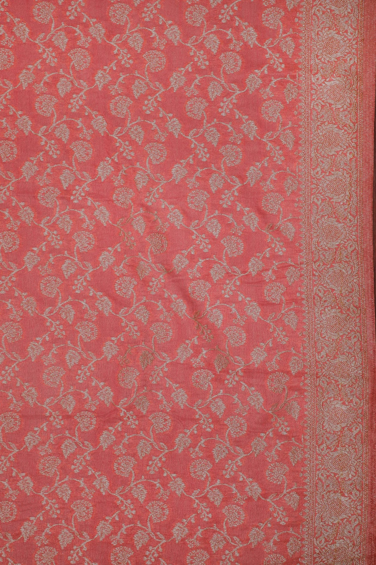 Peach Powerloom Designer Georgette Saree