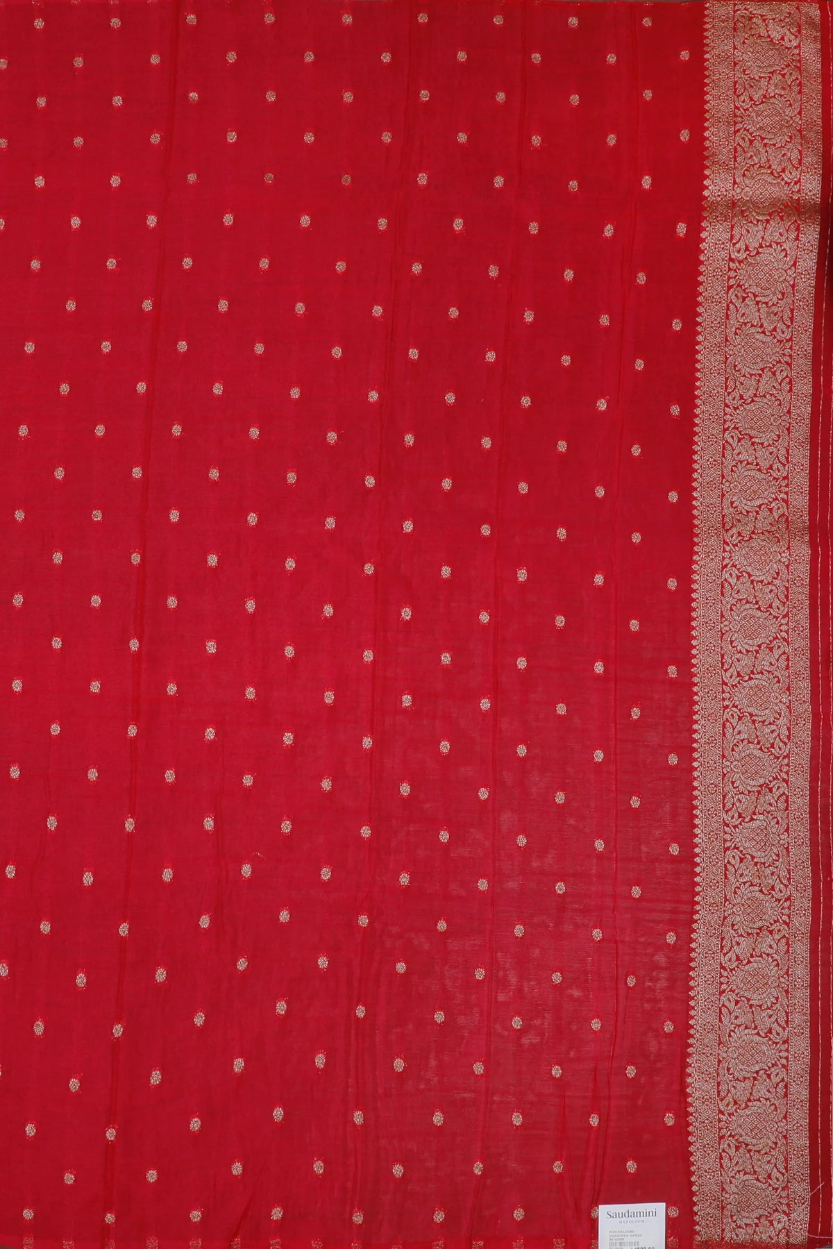Red Powerloom Designer Georgette Saree